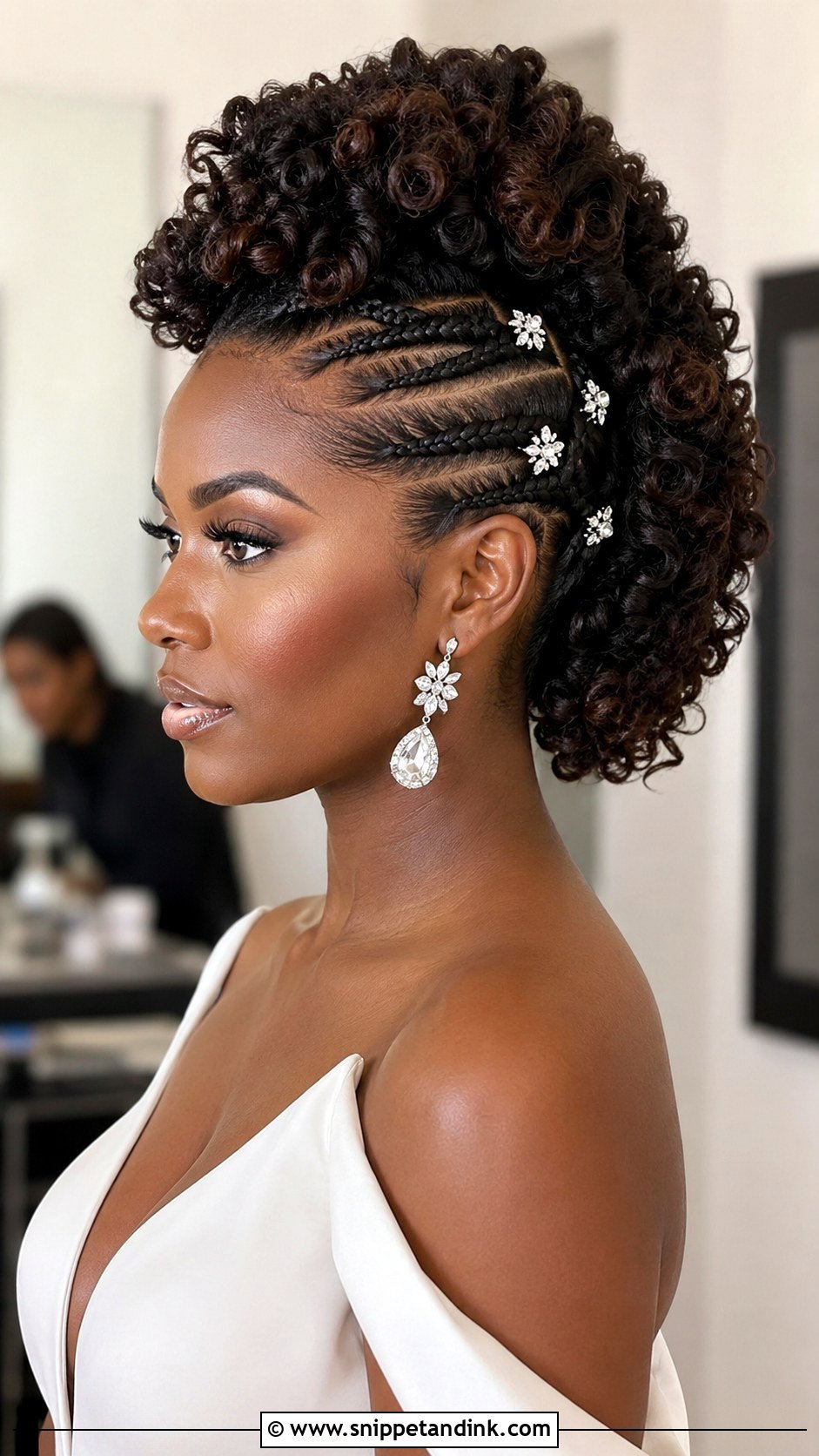 Curly Mohawk Braid Updo - Snippet and Ink - 25 Curly Bridal Hairstyles