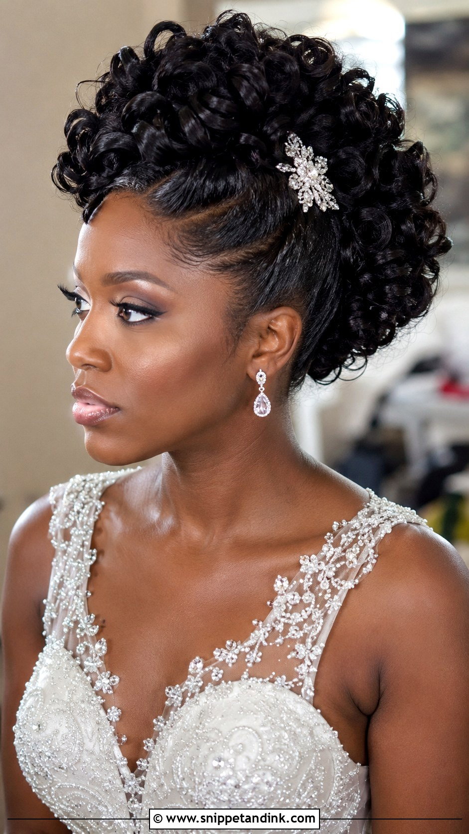 Curly Mohawk Updo - Snippet and Ink - 30 Wedding Hair Black Women Ideas