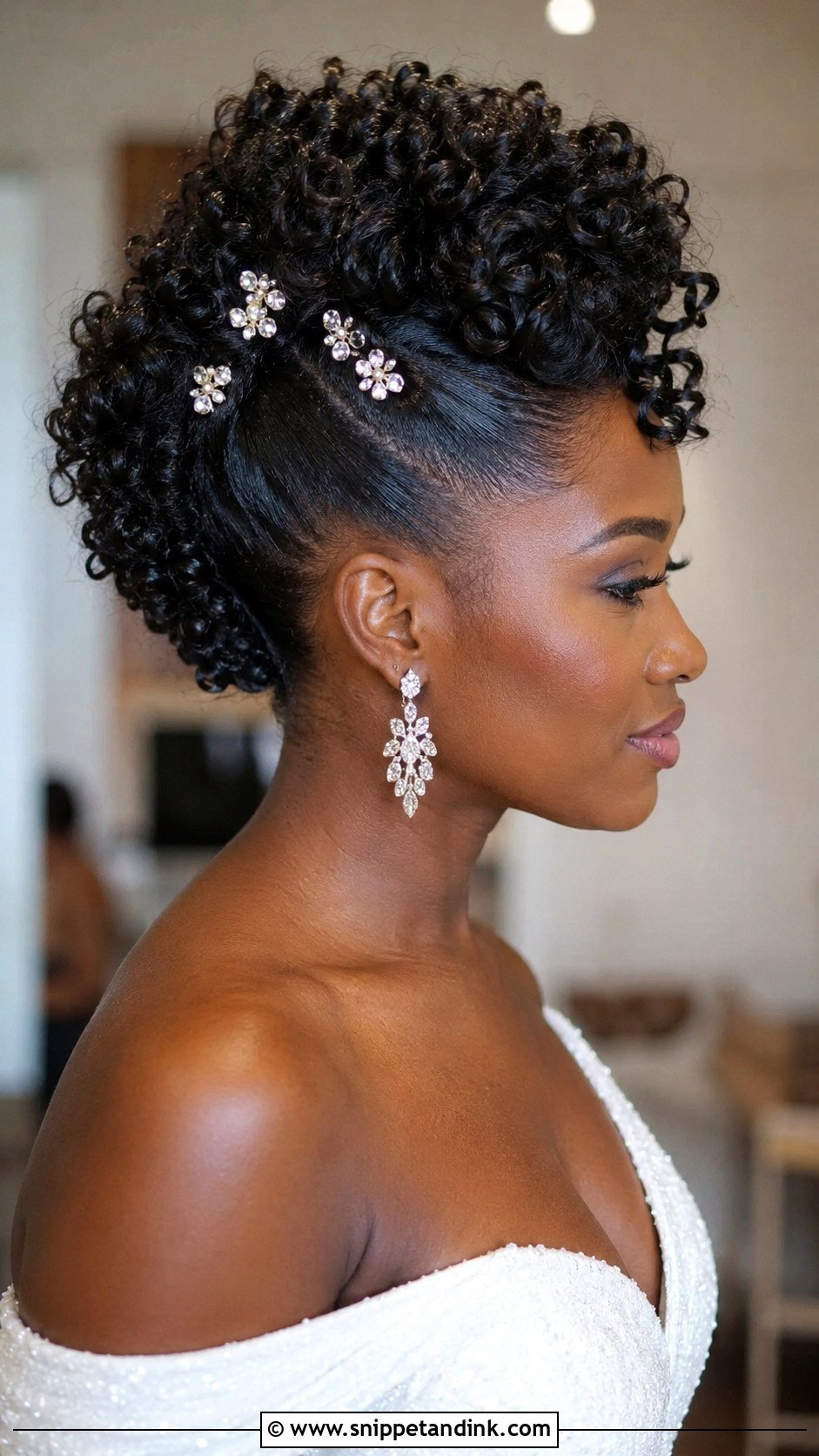 Curly Mohawk Updo - Snippet and Ink - 20 Bridal Natural Hairstyles