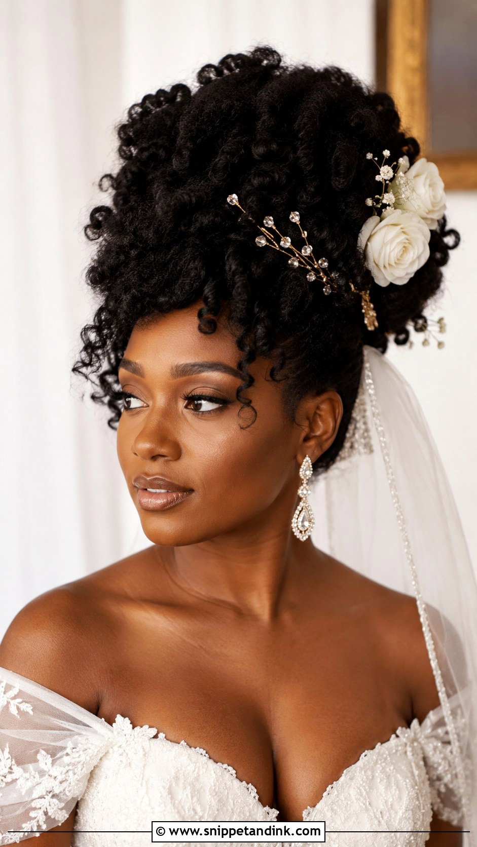 Curly Natural Afro Updo - Snippet and Ink - 25 Hair Styles for Wedding Bride
