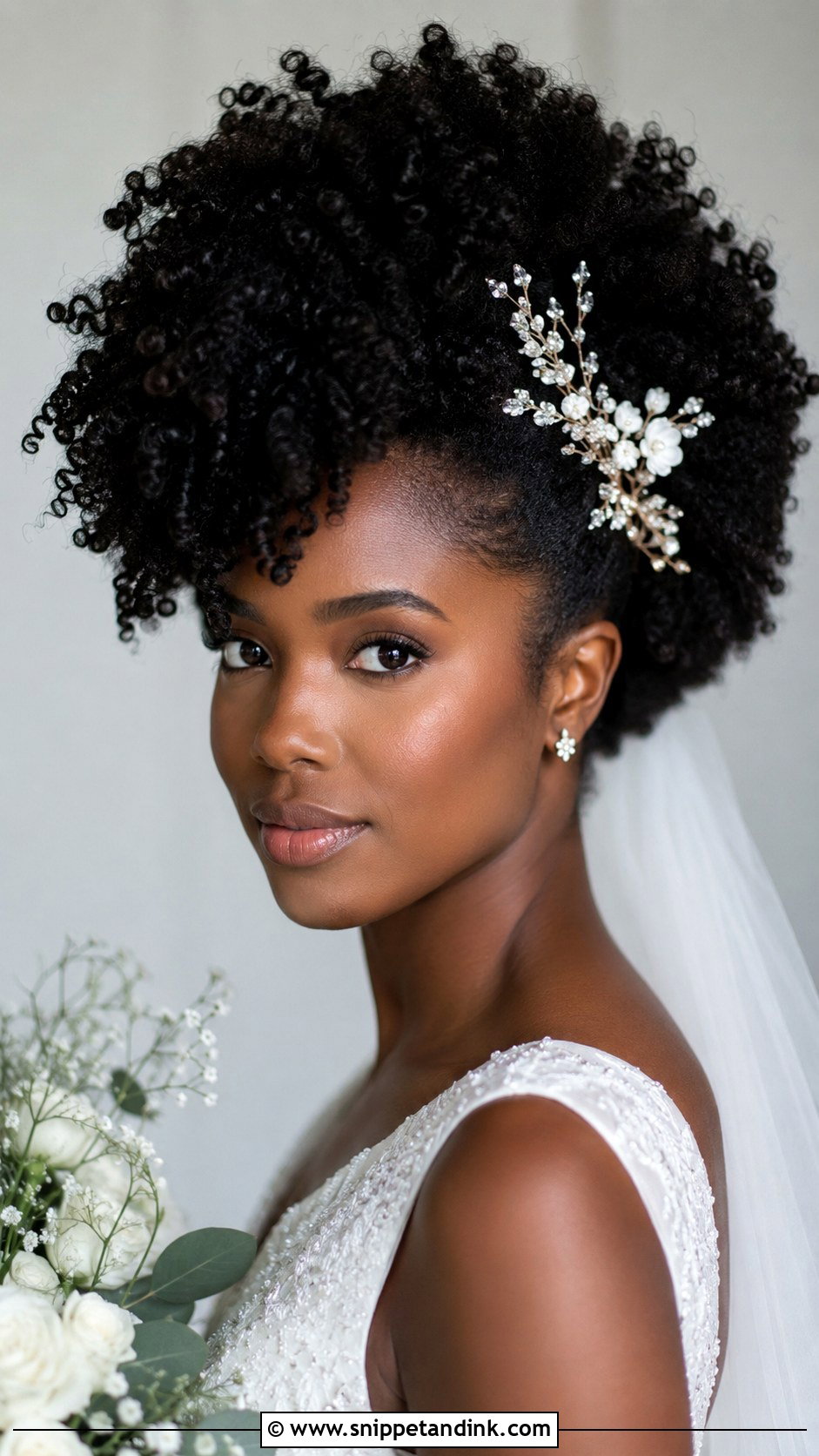 Curly Natural Afro - Snippet and Ink - 25 Bridal Hair Ideas