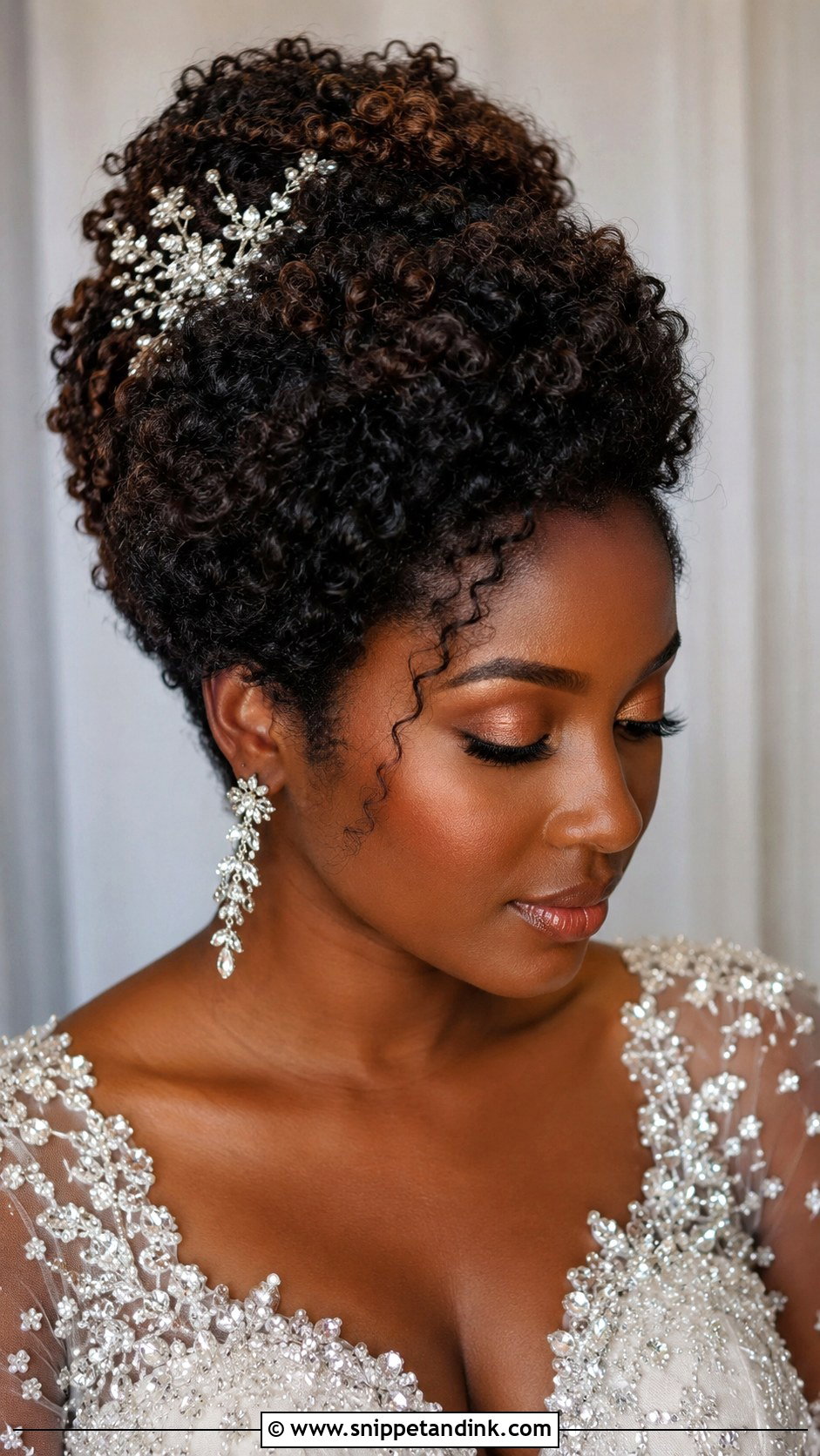 Curly Natural Hair Bridal Updo - Snippet and Ink - 25 Wedding Hairdos