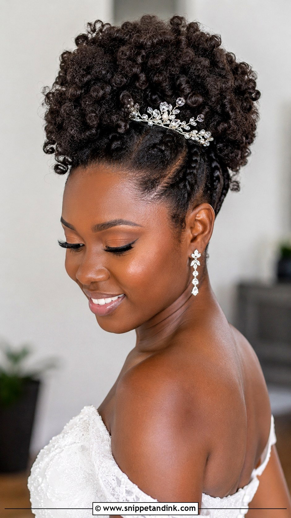 Curly Natural Hair Updo for Bride - Snippet and Ink - 25 Wedding Hair for Bride Ideas