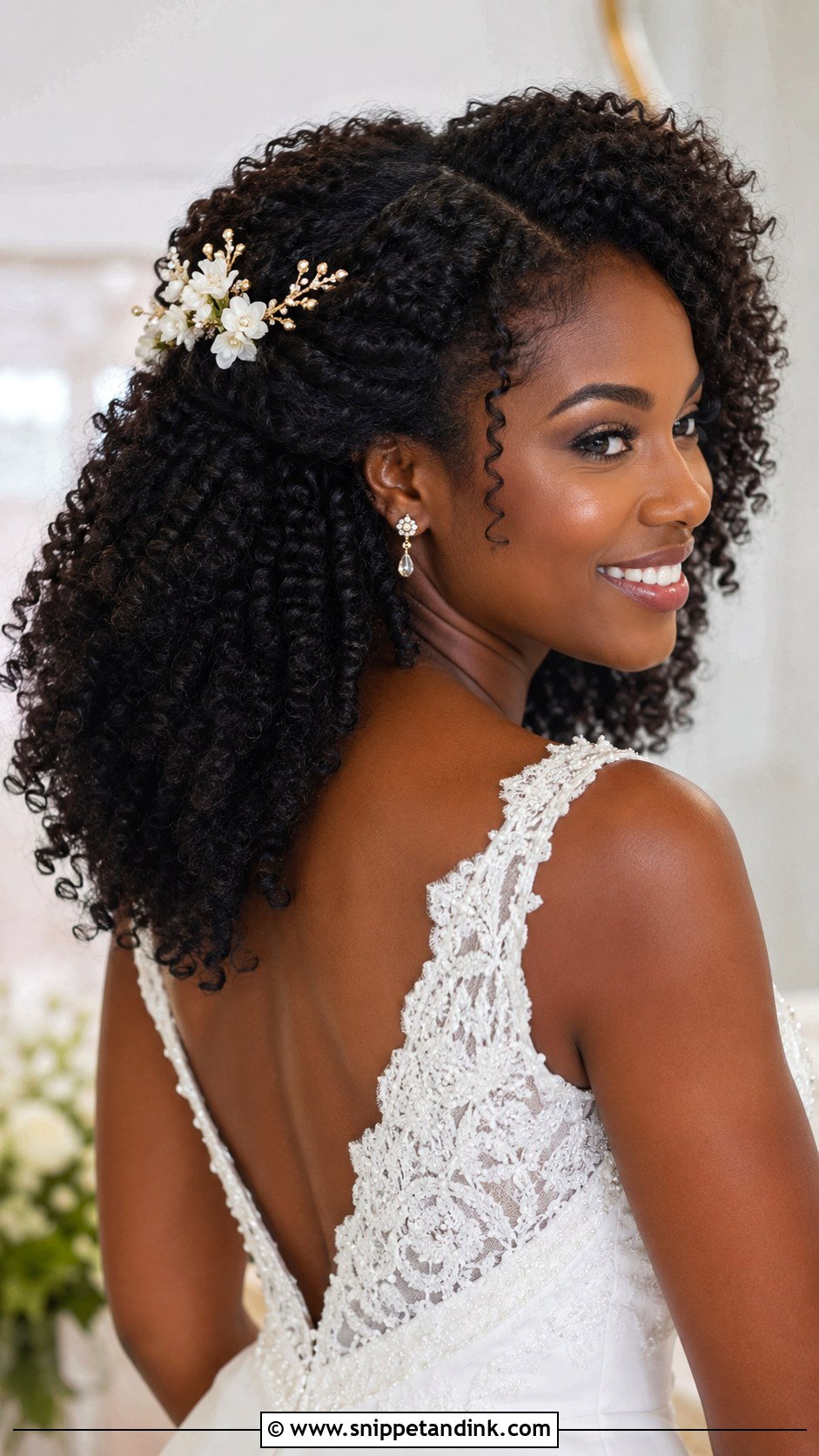 Curly Natural Hair Wedding Hairstyle - Snippet and Ink - 20 Wedding Hairstyles Videos