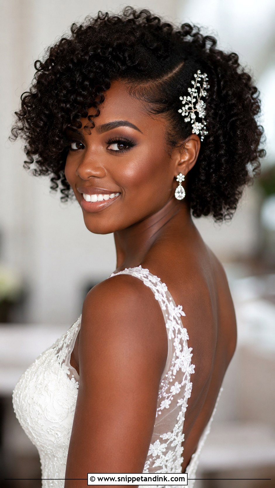 Curly Natural Hair Wedding Style - Snippet and Ink - 30 Bridal Hair Inspiration Ideas