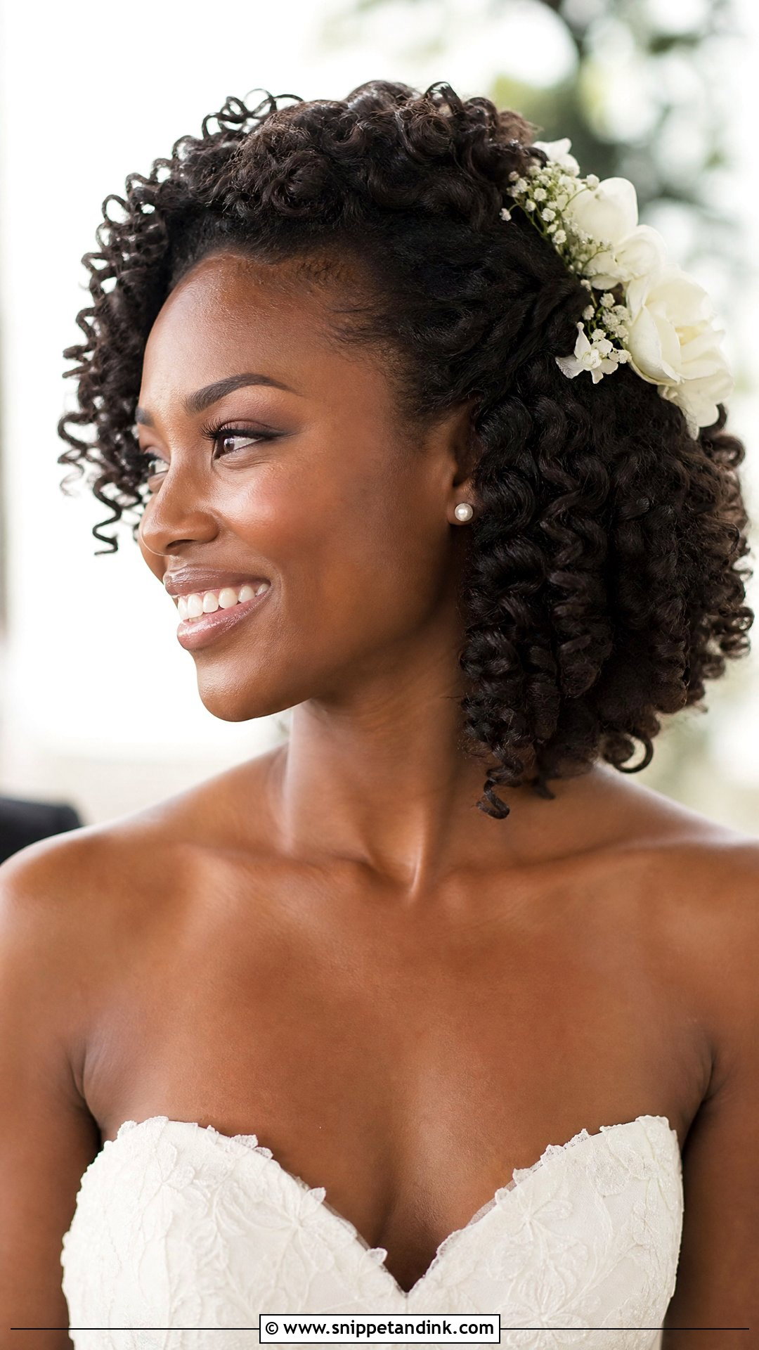 Curly Natural Wedding Hairstyle - Snippet and Ink - 20 Mid Length Hair Wedding Styles