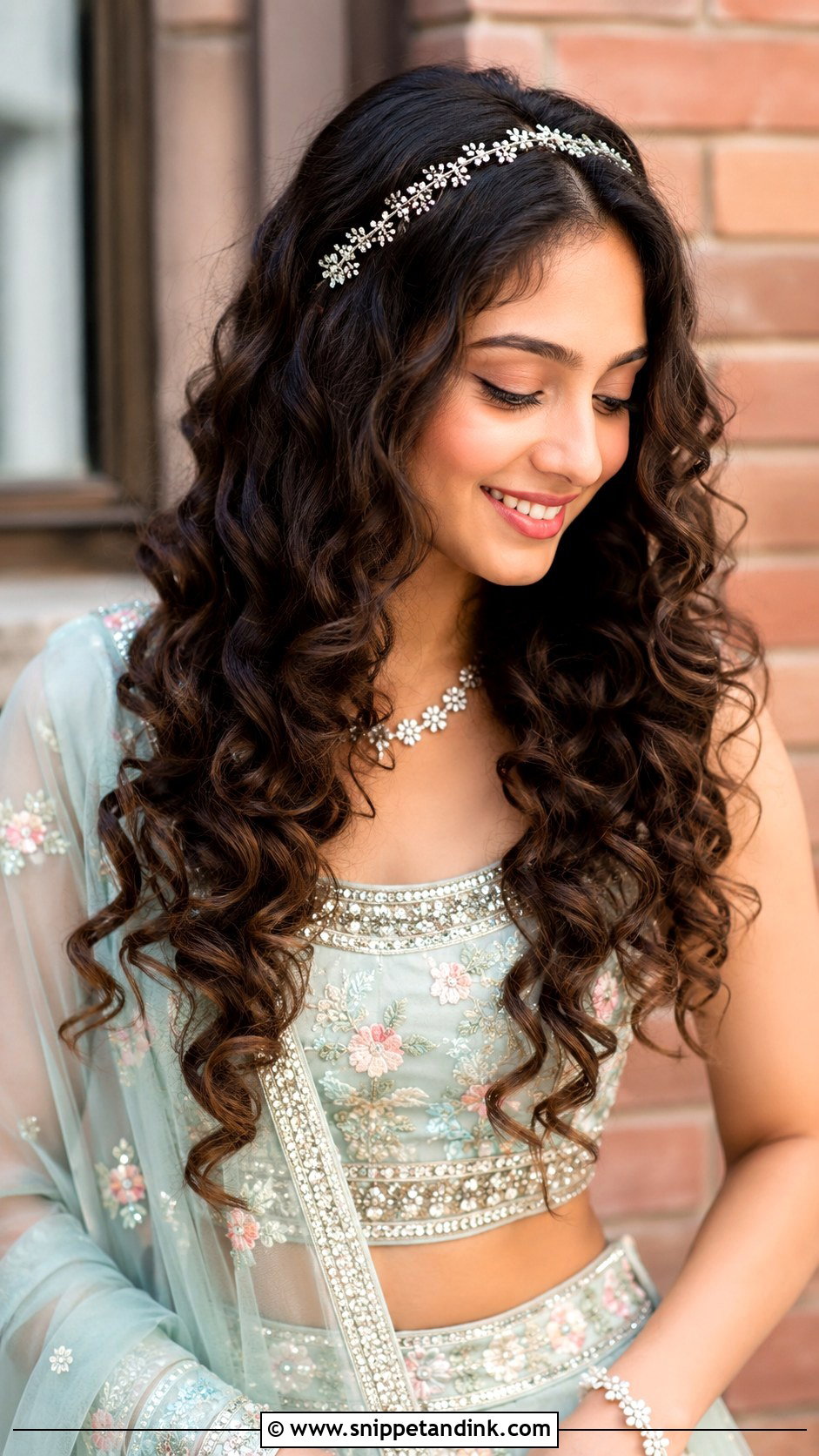 Curly Open Hair With Headband - Snippet and Ink - 25 Hair Styles for Indian Wedding