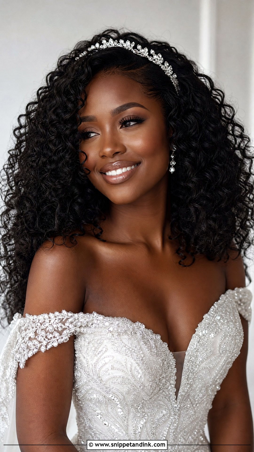 Curly Open Hair for Natural Texture - Snippet and Ink - 20 Open Hair Bridal Hairstyles