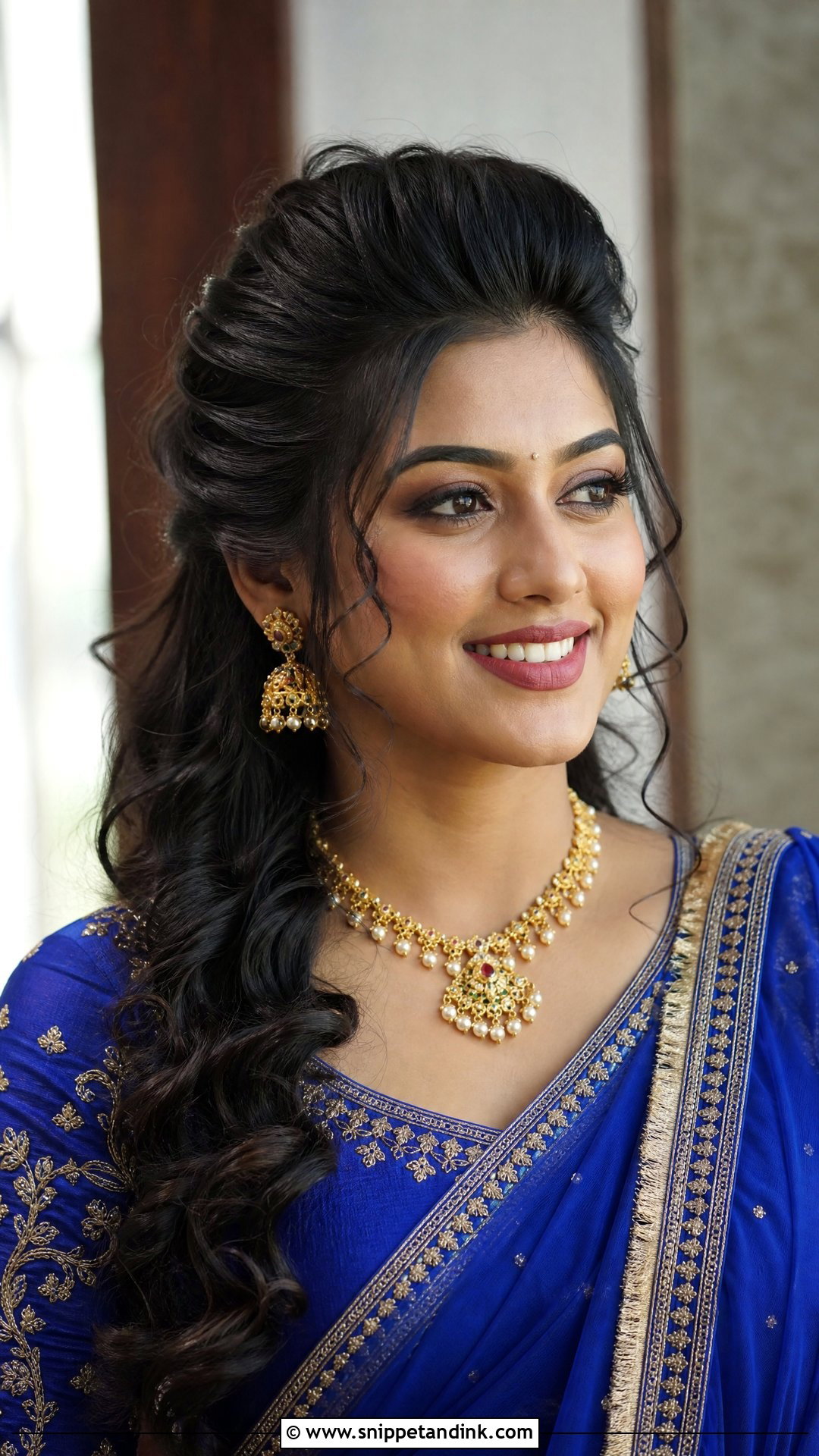Curly Open Hairstyle With Front Puff - Snippet and Ink - 15 Curly Open Hairstyles Indian Wedding