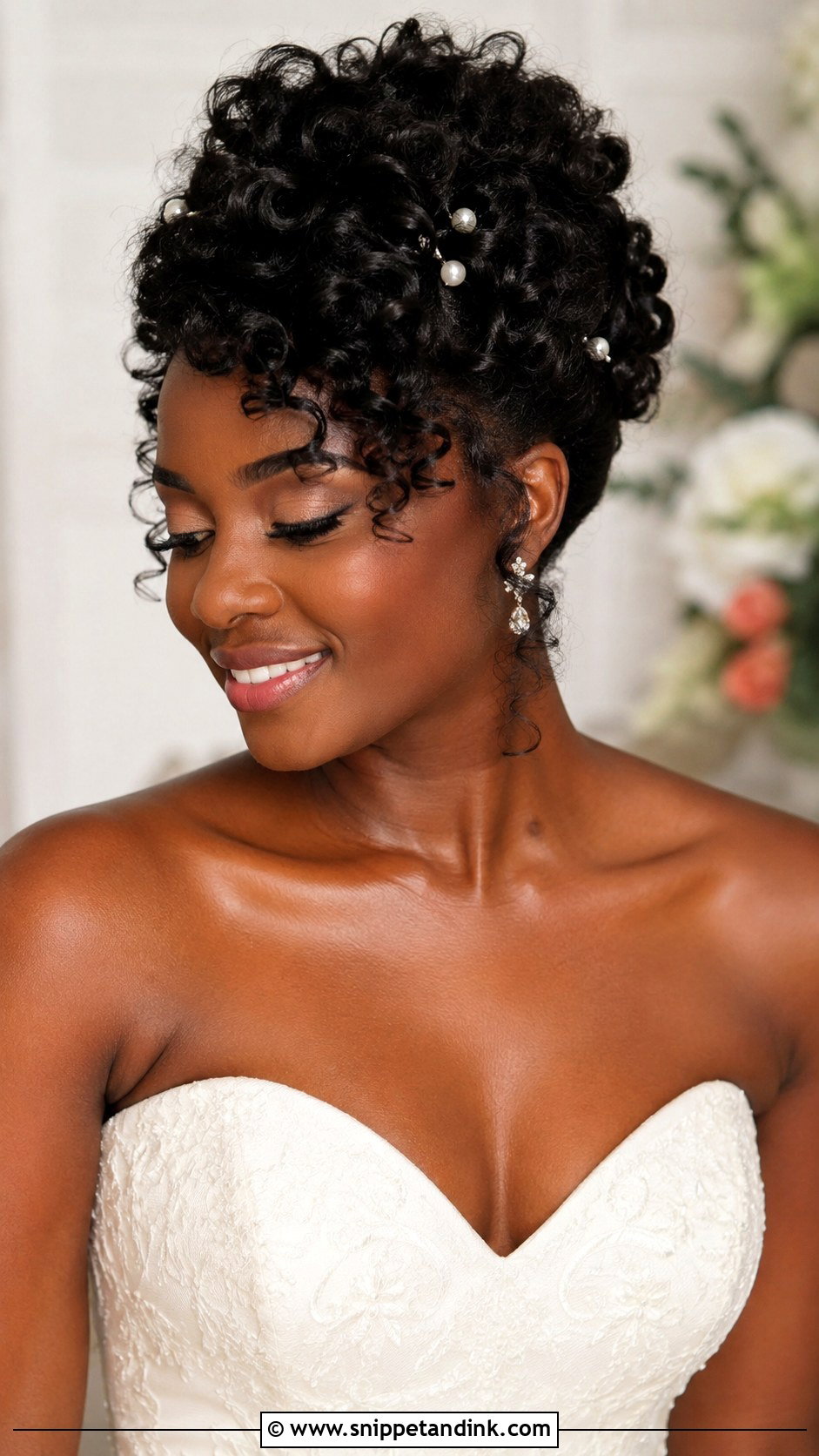 Curly Pin Up Wedding Updo - Snippet and Ink - 15 Updo Styles for Black Women Wedding