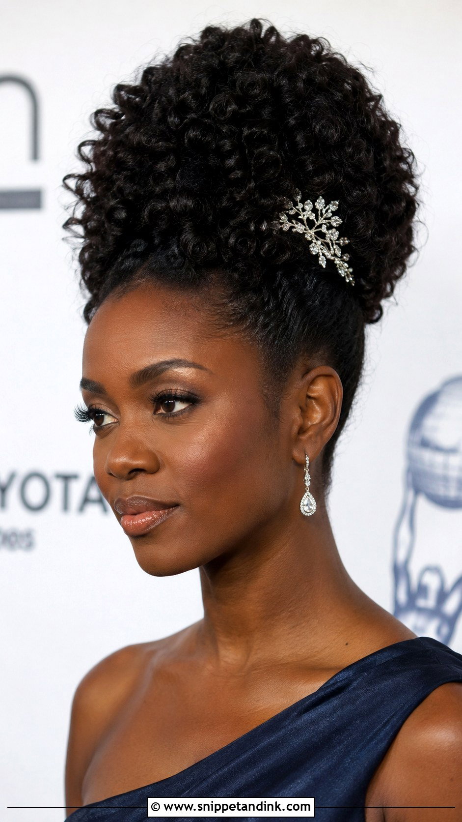 Curly Pineapple Updo For Tight Coils - Snippet and Ink - 20 Curly Hair for Wedding Guest Ideas
