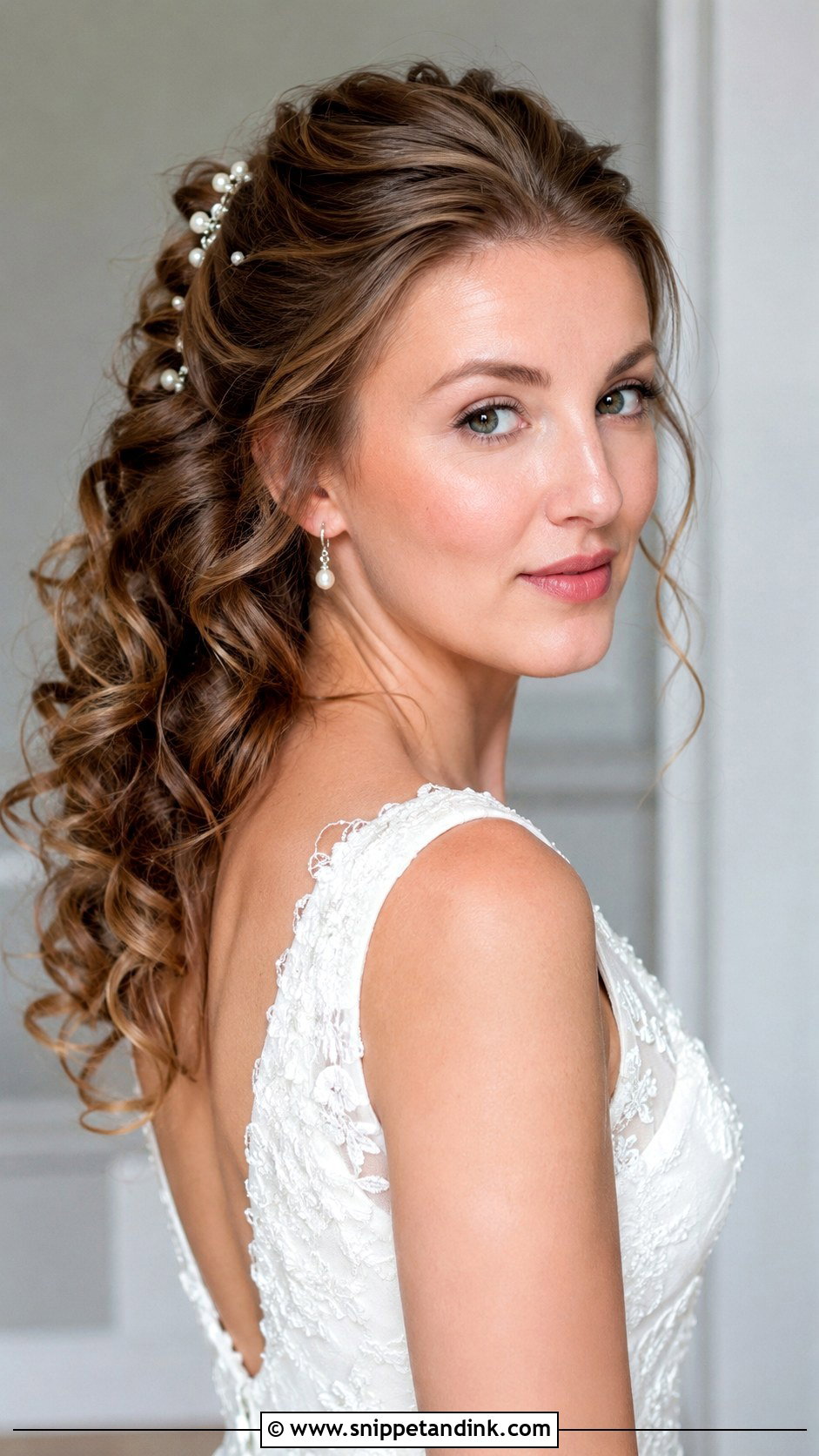 Curly Pinned Back Bridal Style - Snippet and Ink - 25 Wedding Hair Curls