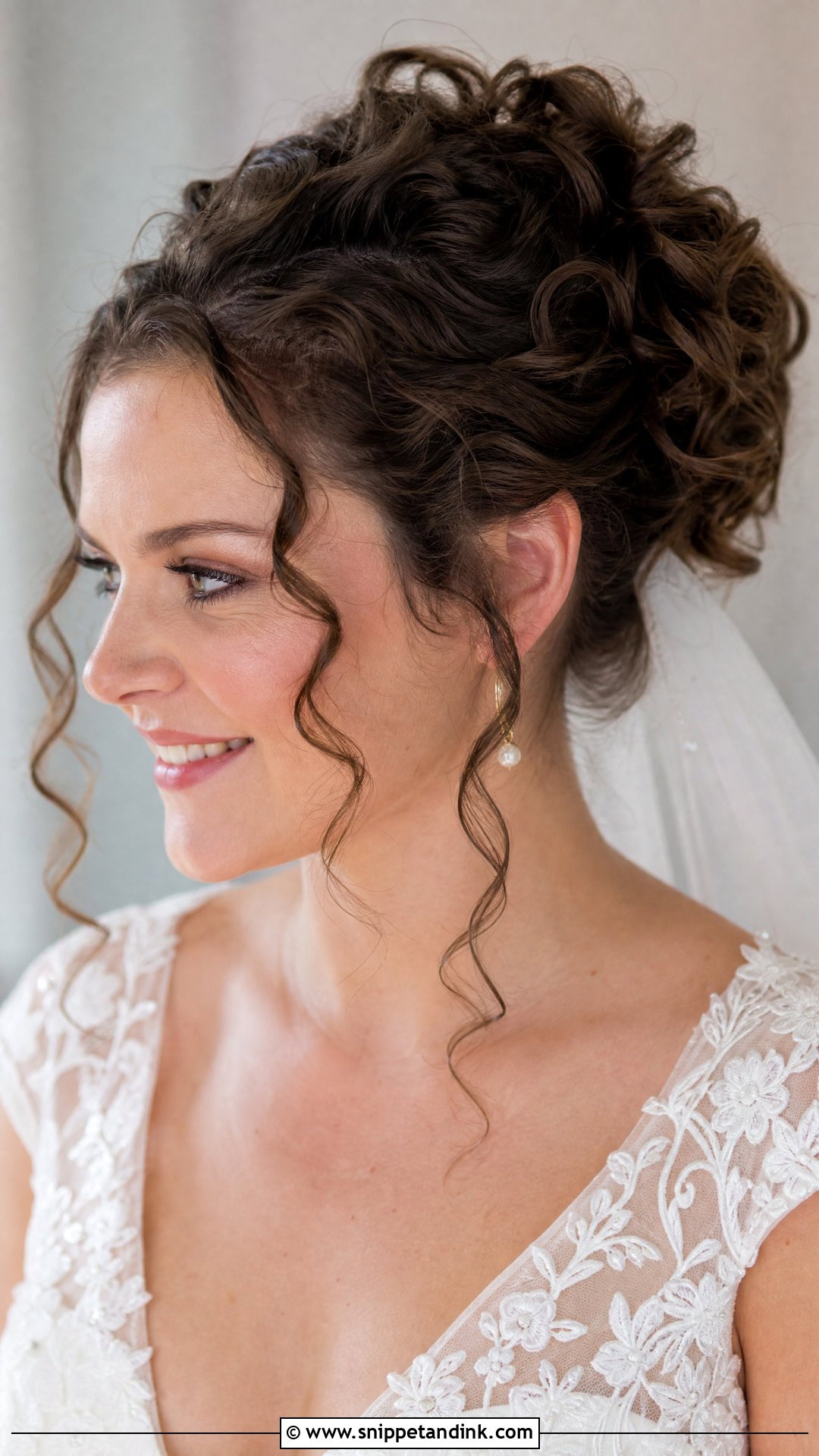 Curly Pinned Back Updo for Wedding - Snippet and Ink - 20 Curl Hairstyles for Wedding