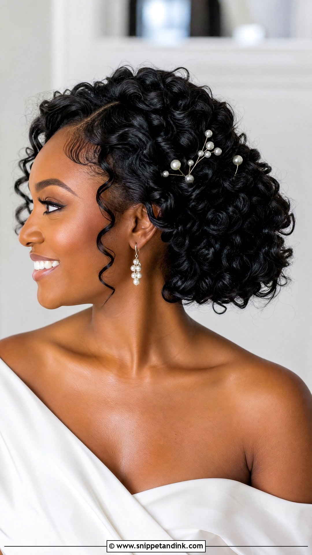Curly Pinned Back Wedding Hairstyle - Snippet and Ink - 20 Natural Curls Wedding Curly Hairstyles