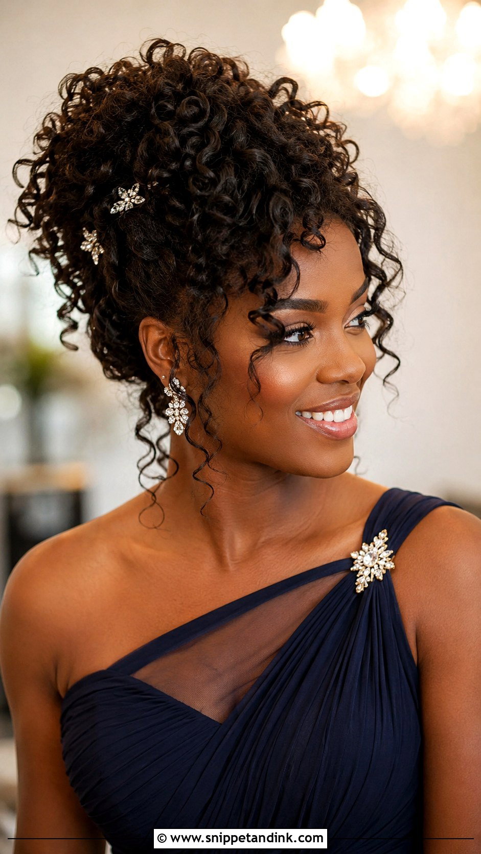 Curly Pinned Updo - Snippet and Ink - 20 Wedding Guest Hair Up Do Ideas