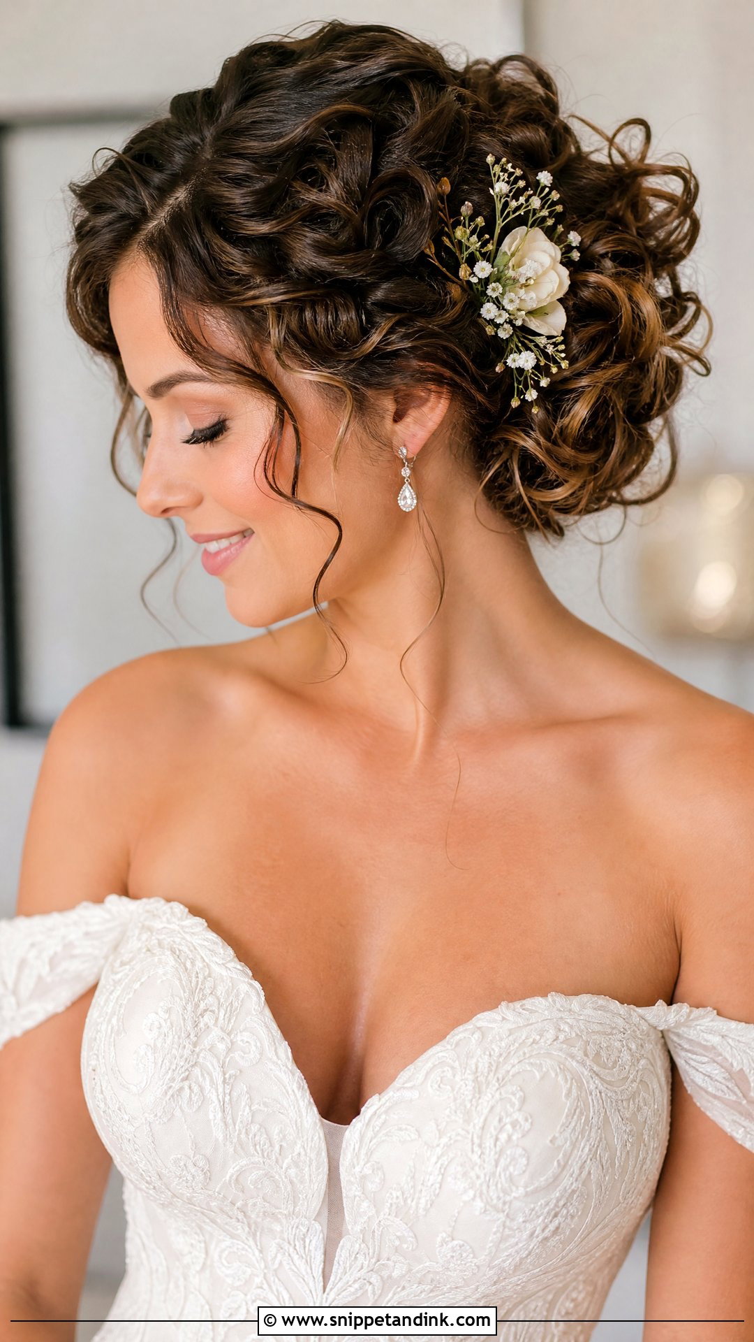Curly Pinned Updo for Short Hair - Snippet and Ink - 20 Short Hair Wedding Updo Ideas