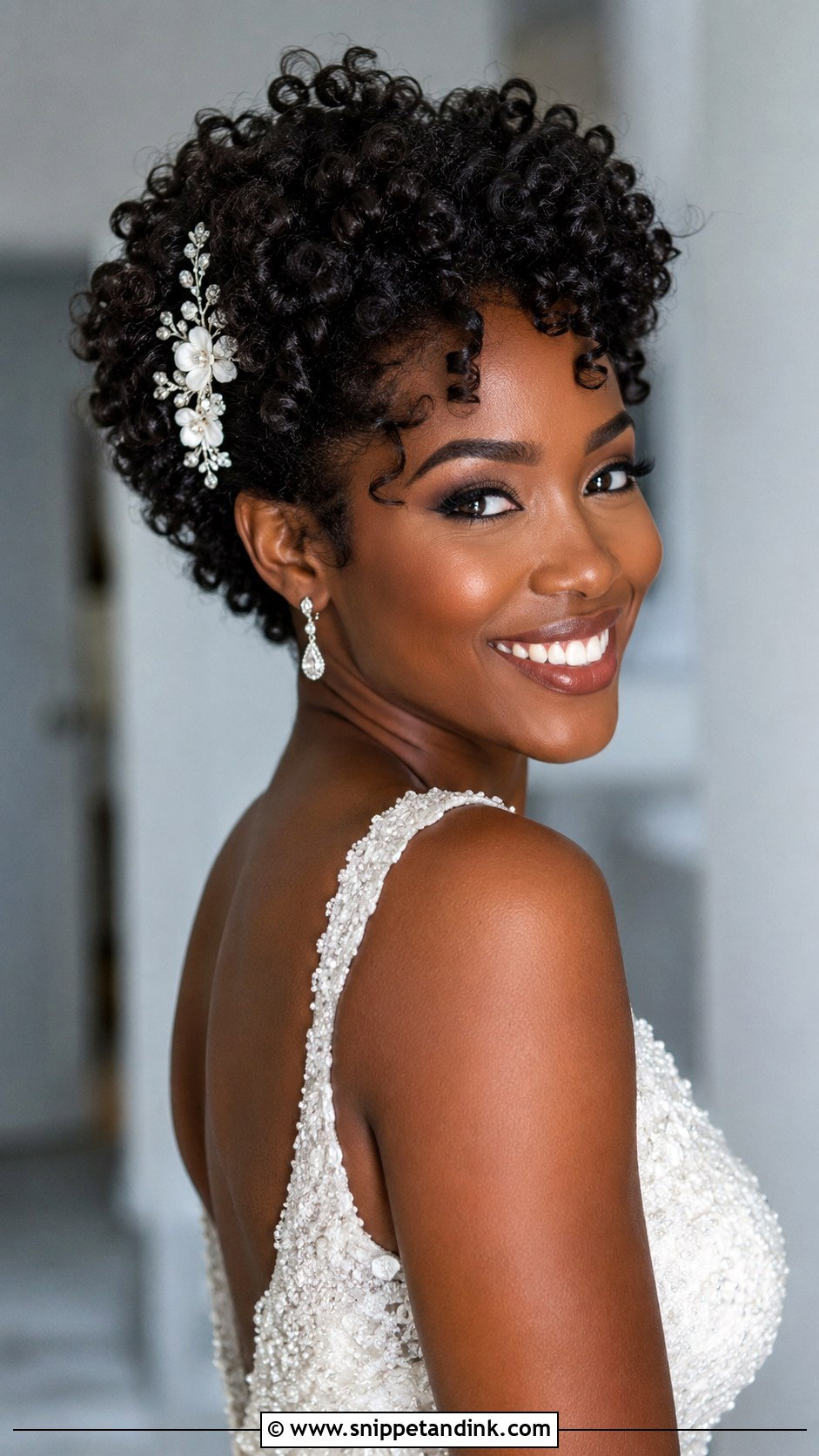 Curly Pixie Bridal Hairstyle - Snippet and Ink - 25 Short Bridal Hairstyles