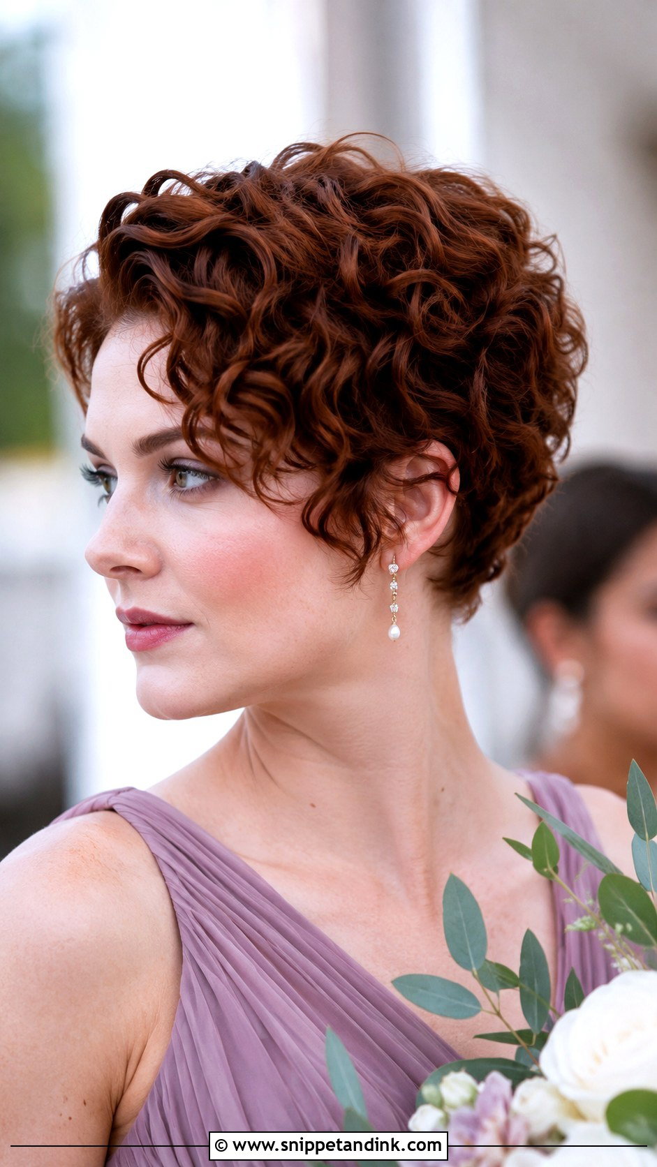 Curly Pixie Bridesmaid Hair - Snippet and Ink - 25 Curly Hair Bridesmaid Styles