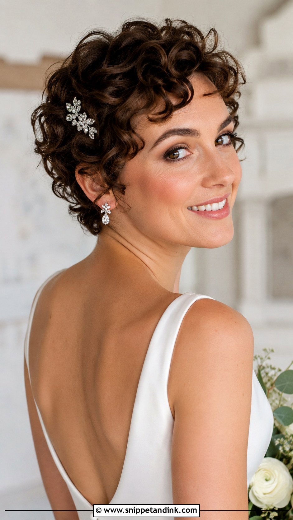 Curly Pixie Cut Wedding Hairstyle - Snippet and Ink - 25 Curly Hair Wedding Hairstyles