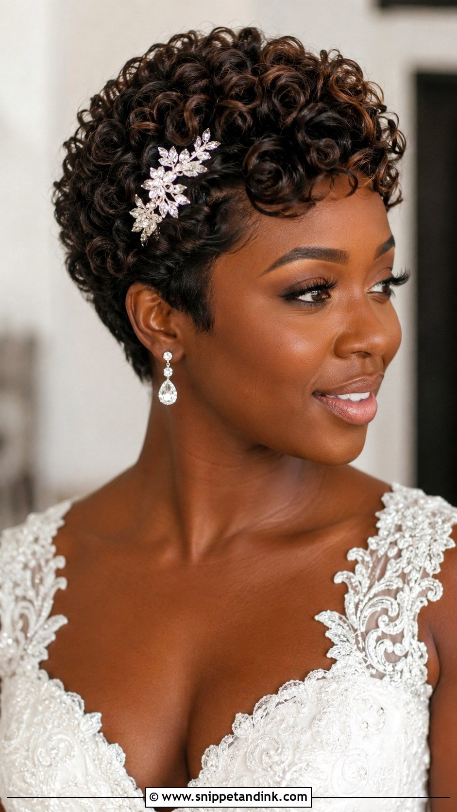 Curly Pixie Cut Wedding Style - Snippet and Ink - 25 Pixie Cut Wedding Hair Ideas