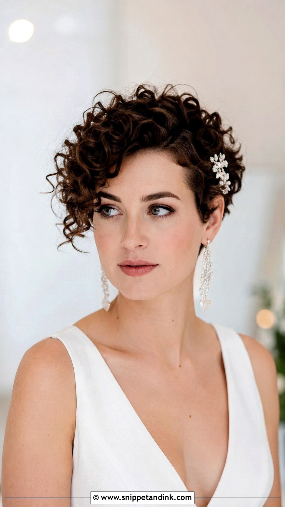 Curly Pixie Cut for Weddings - Snippet and Ink - 20 Short Curly Hair Wedding Ideas
