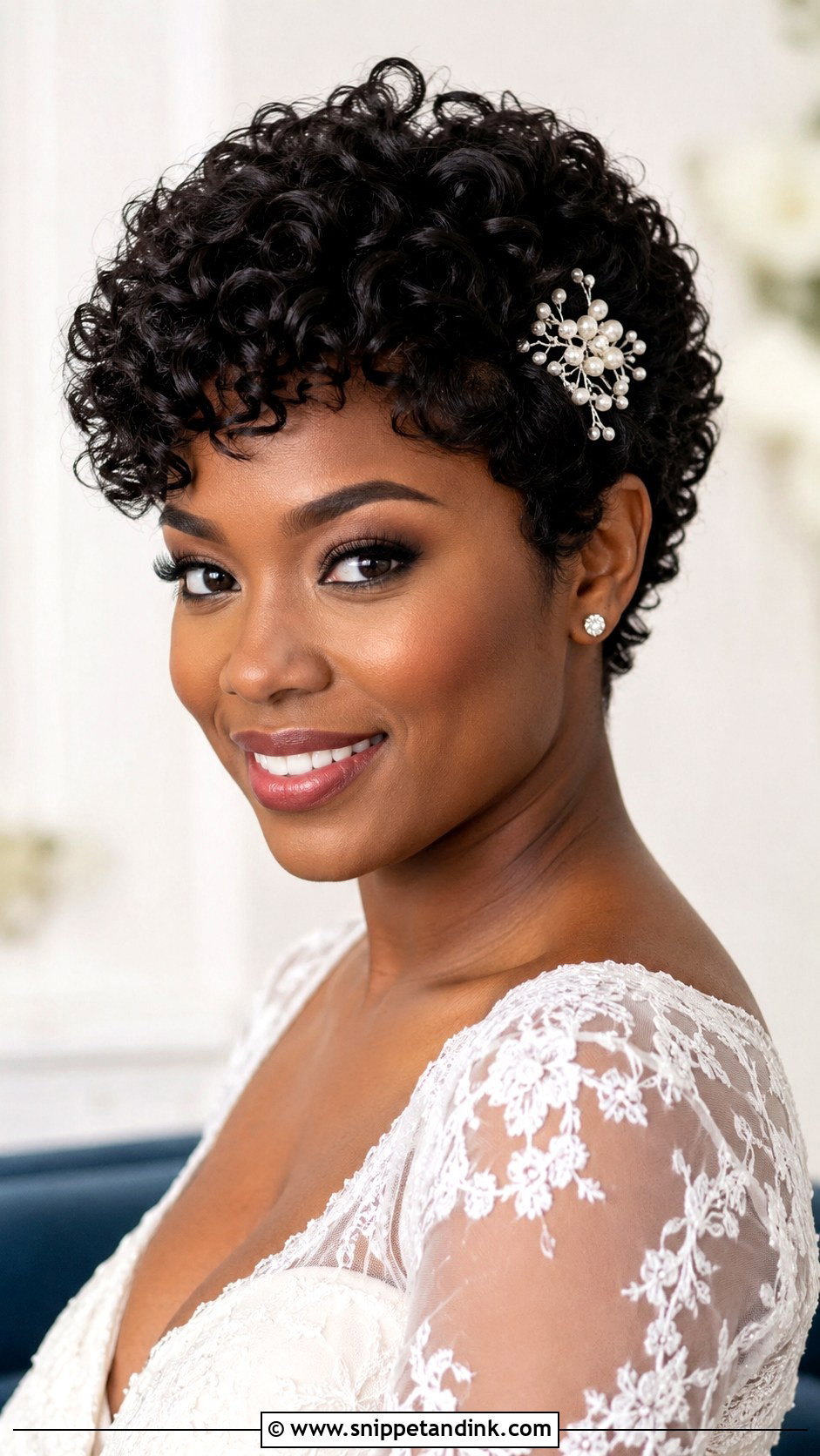 Curly Pixie Wedding Hair - Snippet and Ink - 15 Very Short Wedding Hair Ideas
