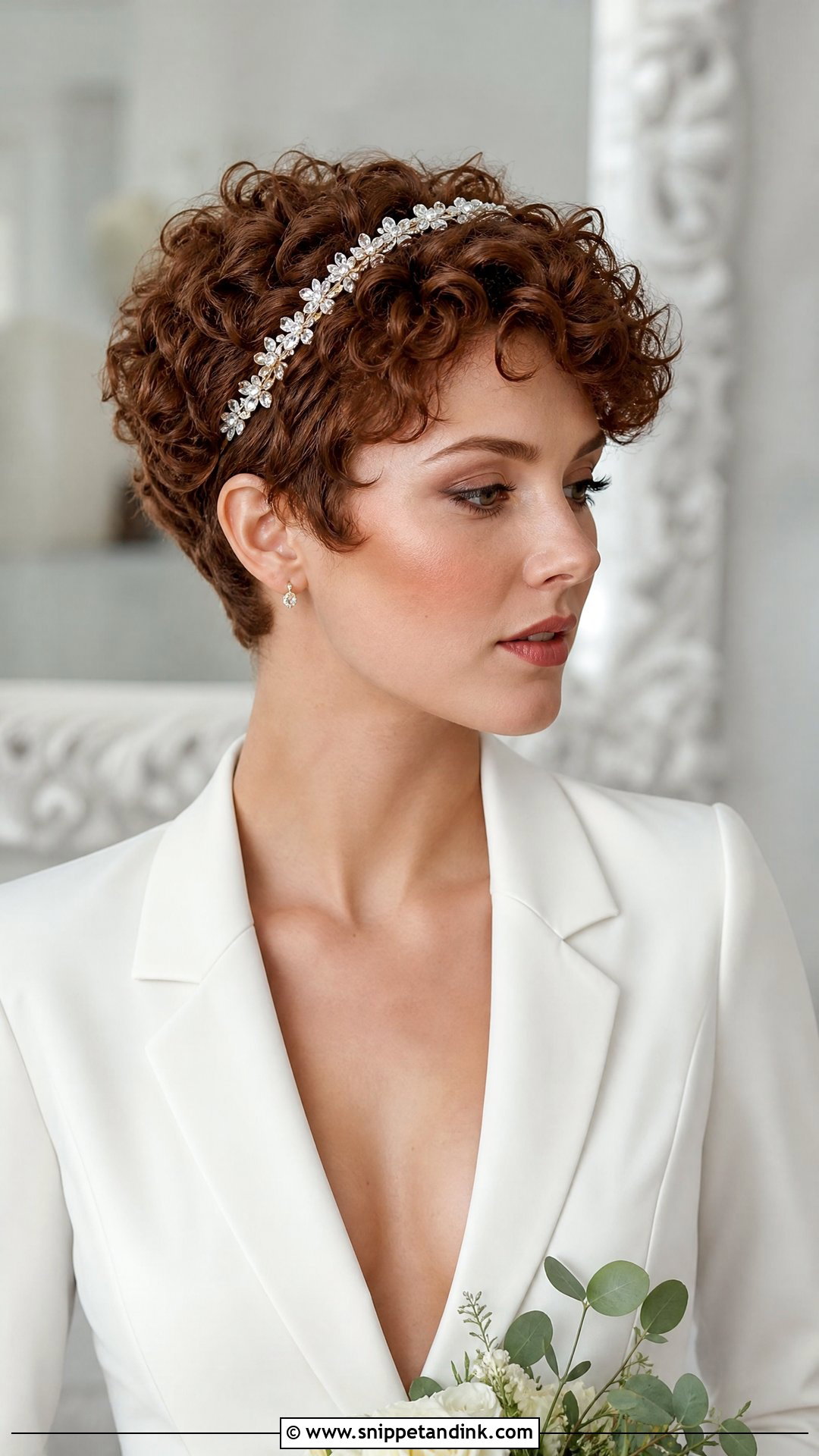 Curly Pixie Wedding Hairstyle - Snippet and Ink - 15 Curly Hair Wedding Hairstyle Ideas