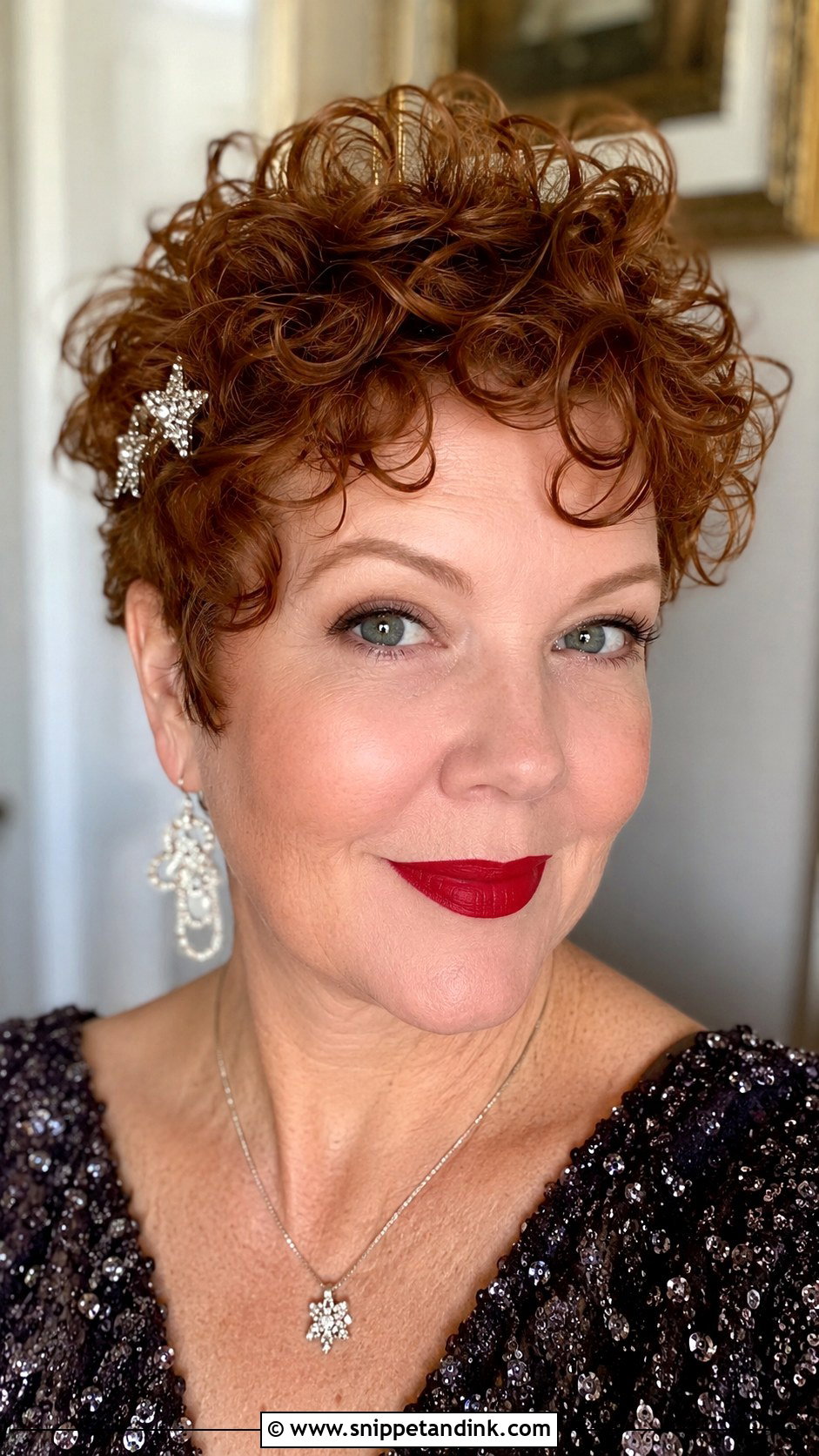 Curly Pixie With Accessories - Snippet and Ink - 20 Engagement Hairstyles Short Hair