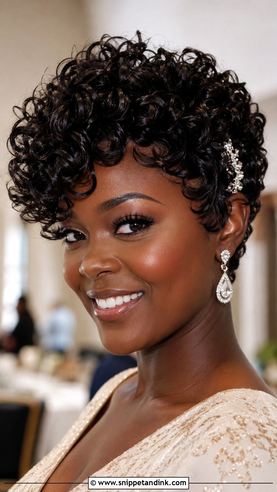 Curly Pixie With Defined Texture - Snippet and Ink - 30 Short Hair Wedding Guest Styles