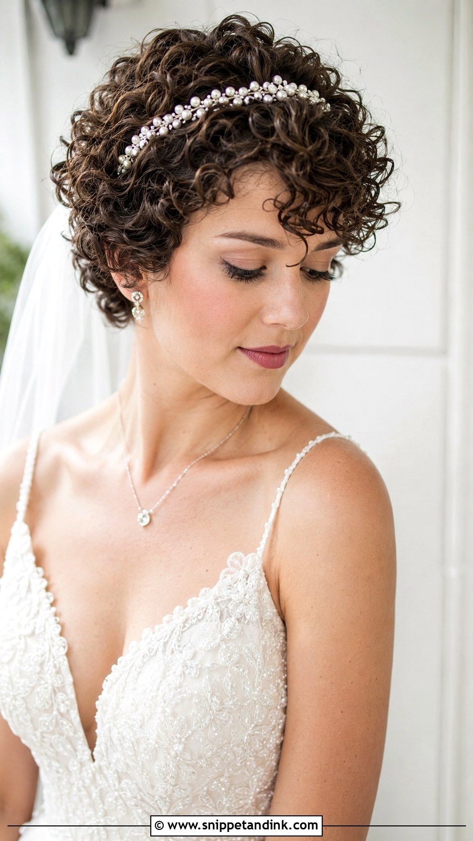 Curly Pixie With Headband - Snippet and Ink - 25 Bridal Hairstyles for Short Hair