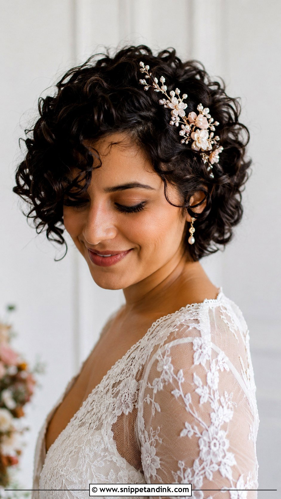 Curly Pixie With Headpiece - Snippet and Ink - 25 Short Hairstyle Women for Wedding Ideas