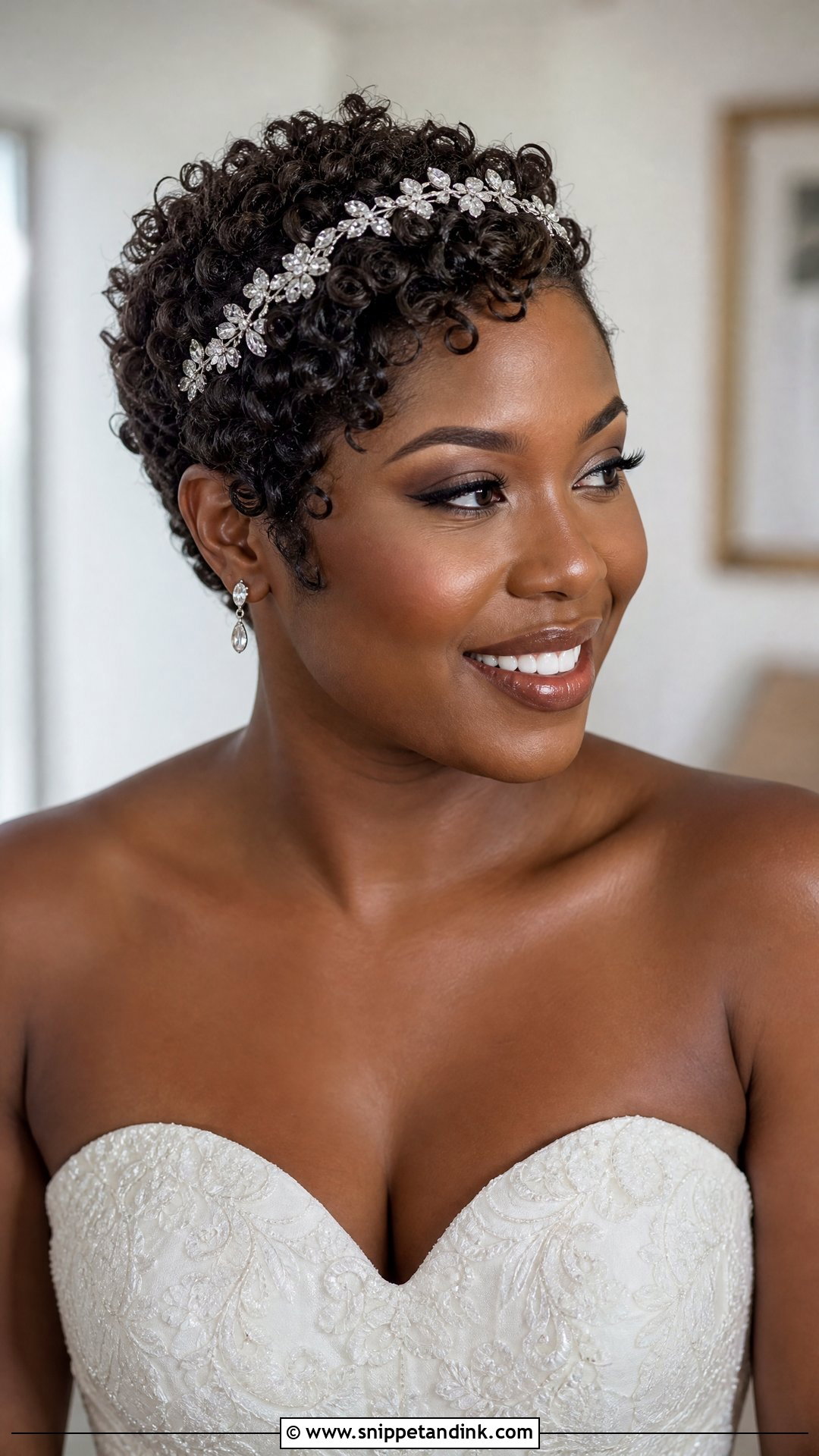 Curly Pixie With Headpiece - Snippet and Ink - 20 Hairstyle for Short Hair for Wedding Ideas