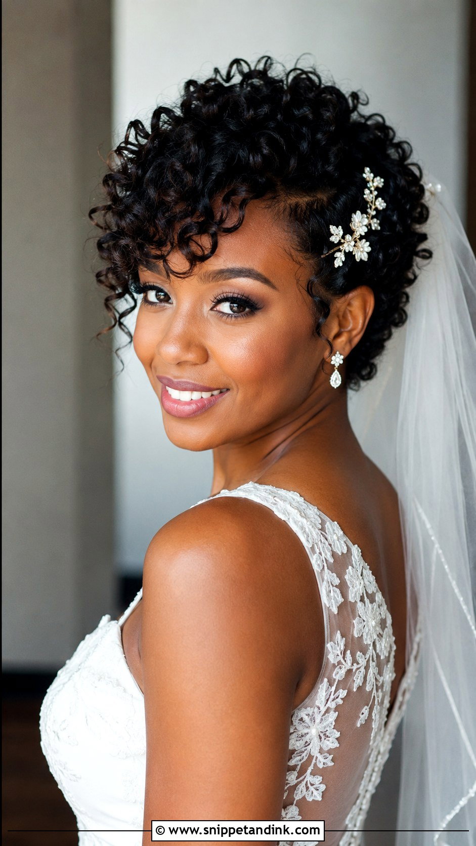 Curly Pixie With Side Bangs - Snippet and Ink - 20 Short Curly Hairstyles for Wedding