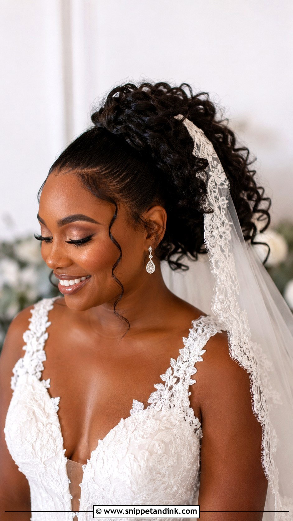 Curly Ponytail Bridal Hairstyle - Snippet and Ink - 20 Pony Updo Wedding Ideas