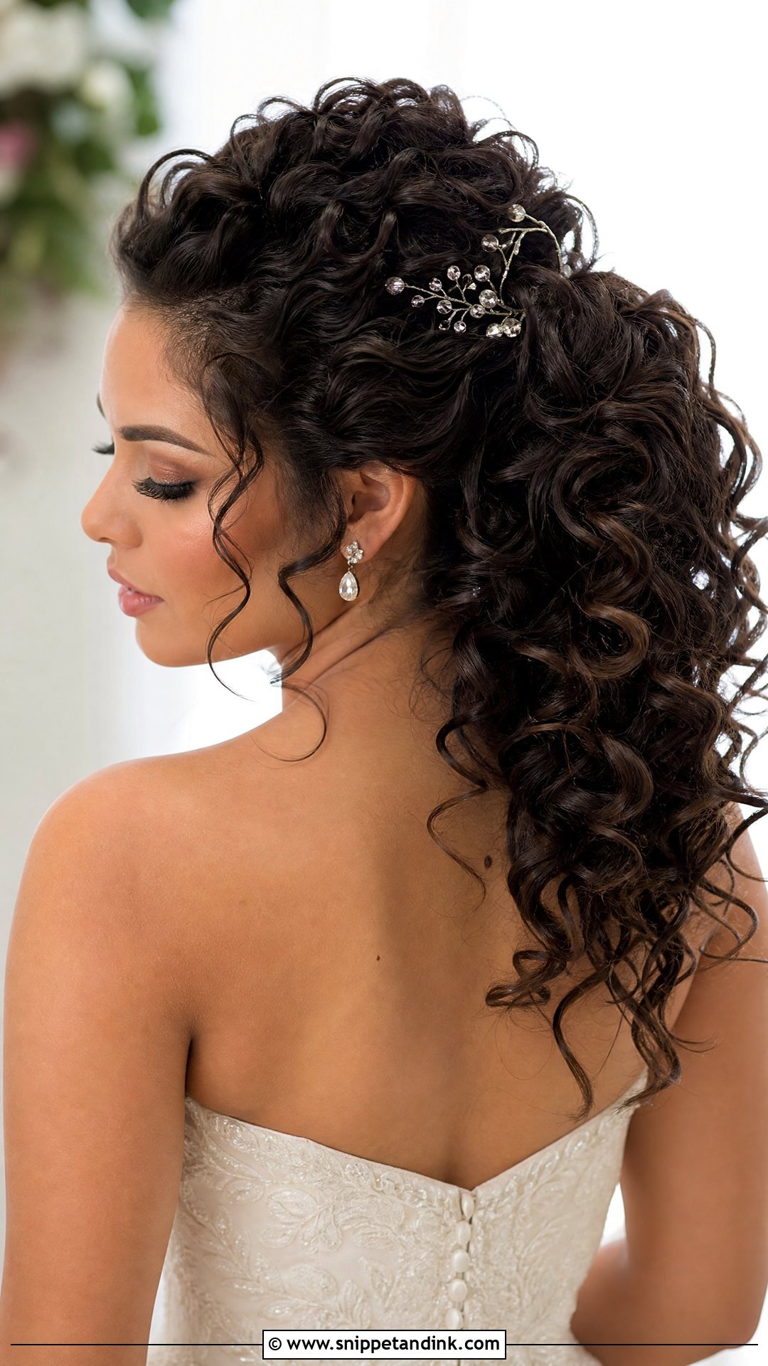 Curly Ponytail Bride Hair - Snippet and Ink - 20 Ponytail Bride Hair Ideas