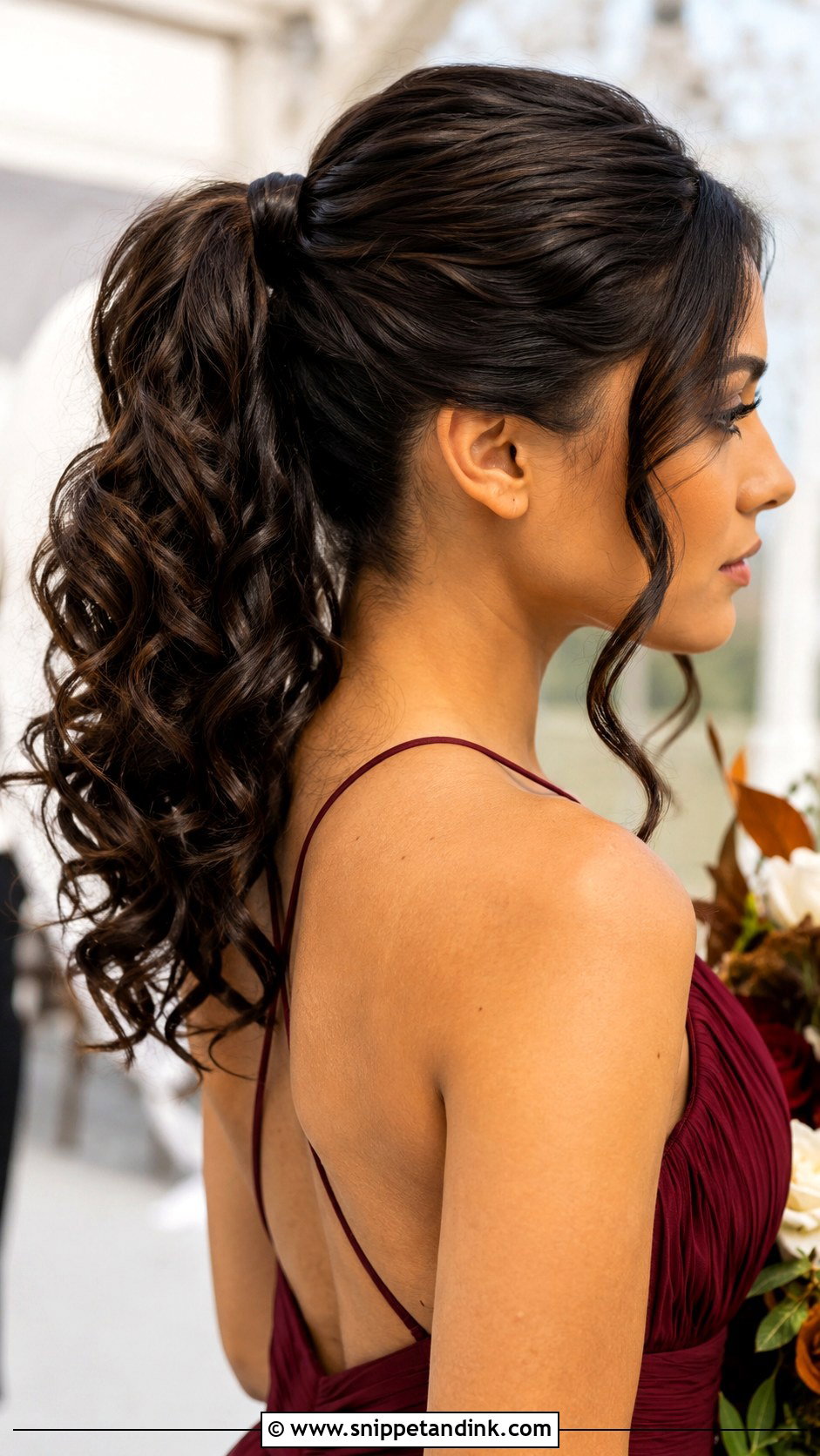 Curly Ponytail Bridesmaid Hair - Snippet and Ink - 20 Fall Bridesmaid Hair Ideas