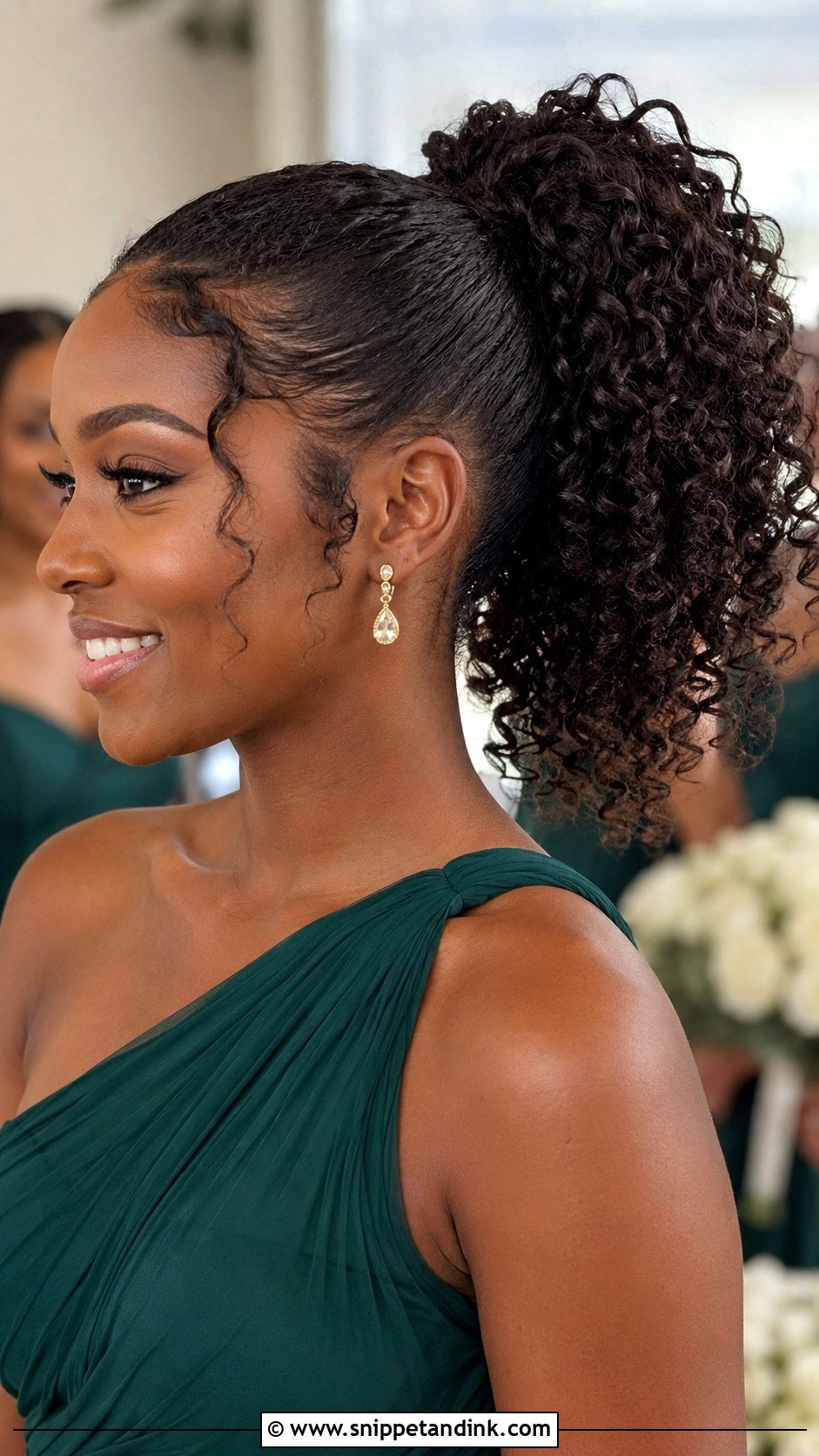 Curly Ponytail Bridesmaid Hair - Snippet and Ink - 20 Bridesmaid Hair Pony Ideas