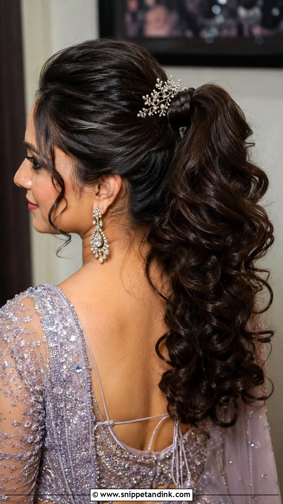 Curly Ponytail For Indian Wedding - Snippet and Ink - 20 Curly Hairstyles for Indian Wedding