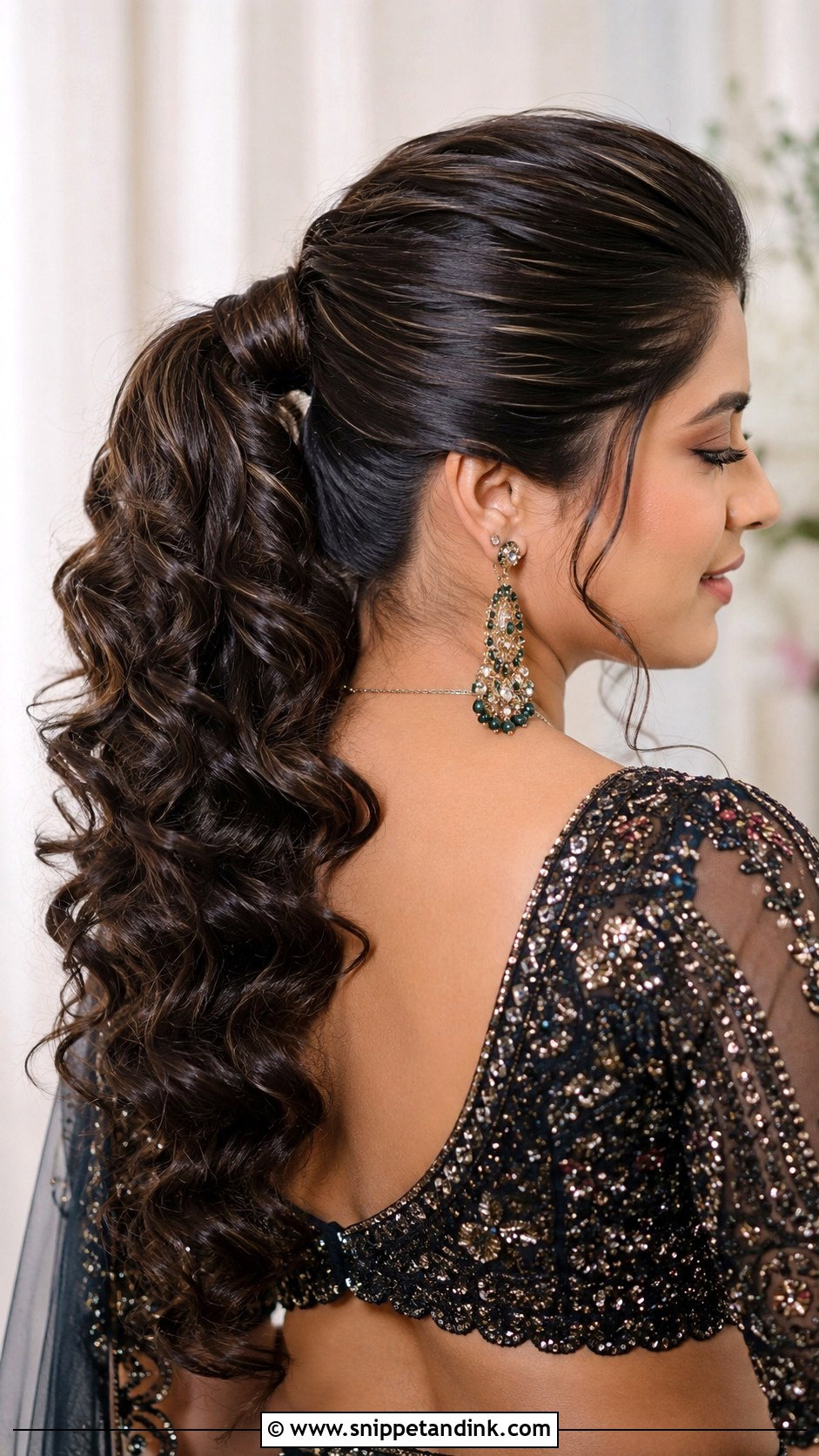 Curly Ponytail Hairstyle For Indian Wedding - Snippet and Ink - 20 Curls Hairstyles Indian Wedding