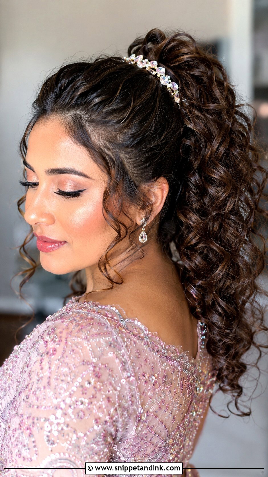 Curly Ponytail Hairstyle for Sangeet - Snippet and Ink - 25 Hairstyle for Marriage Function Ideas