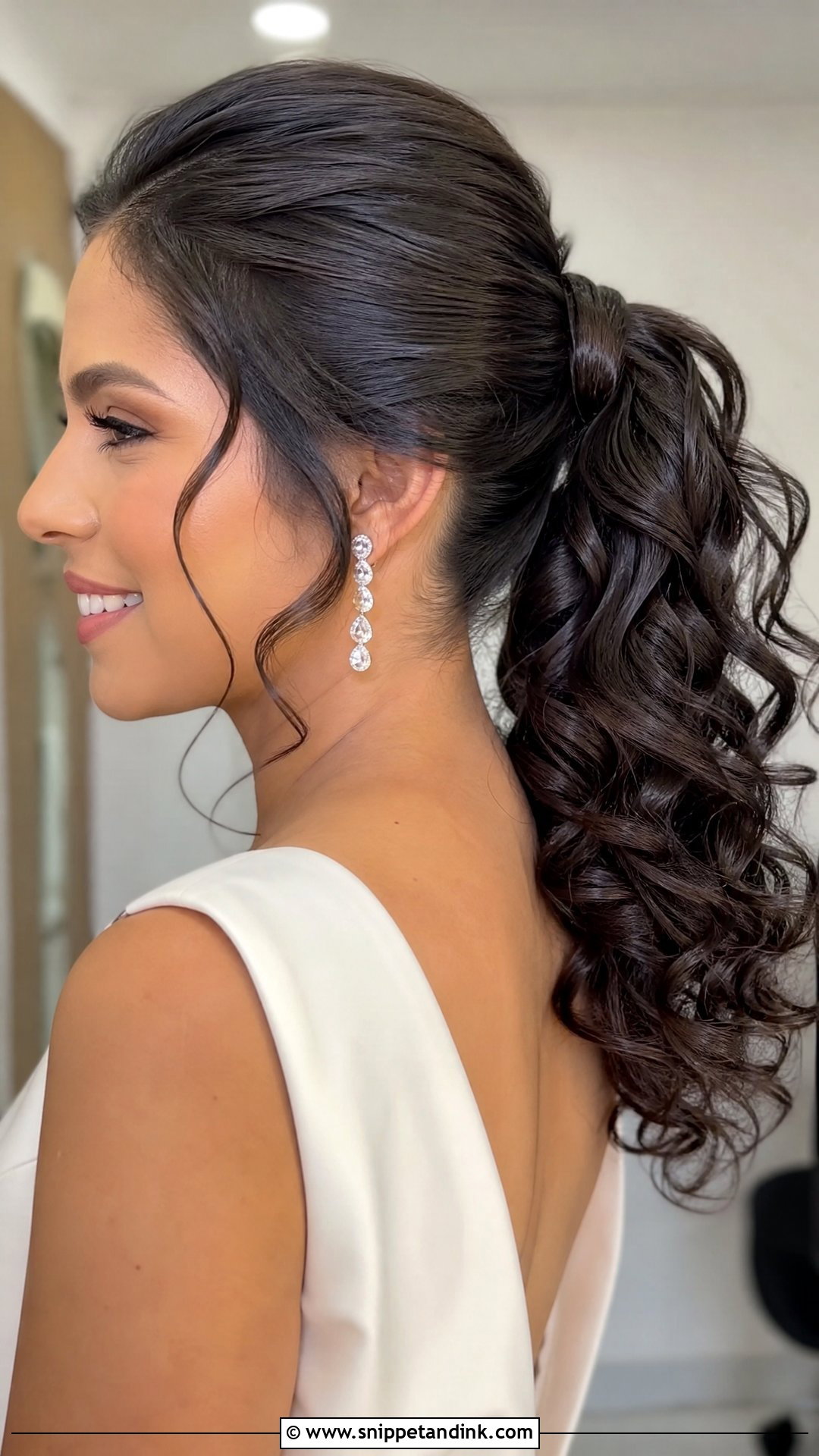 Curly Ponytail Wedding Hairstyle - Snippet and Ink - 15 Curls Wedding Hairstyle