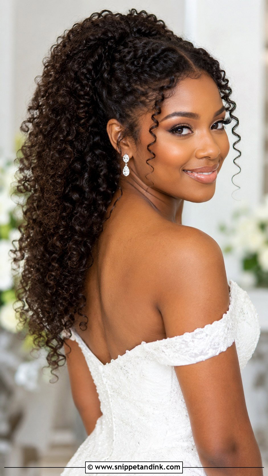 Curly Ponytail Wedding Look - Snippet and Ink - 30 Ponytail Wedding Hairstyles