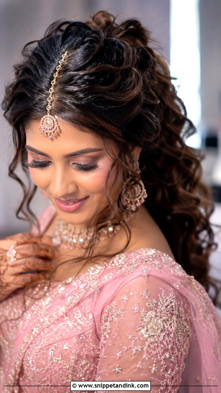 Curly Ponytail With Maang Tikka - Snippet and Ink - 30 Indian Wedding Pony Hairstyles