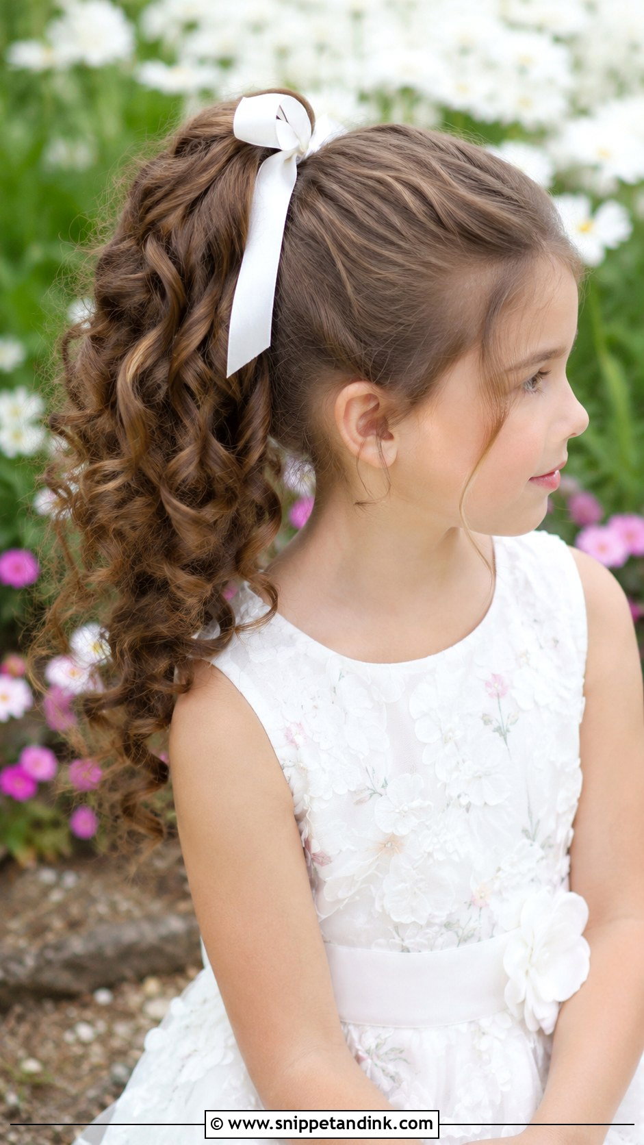 Curly Ponytail With Ribbon - Snippet and Ink - 25 Flowergirls Hairstyle Ideas