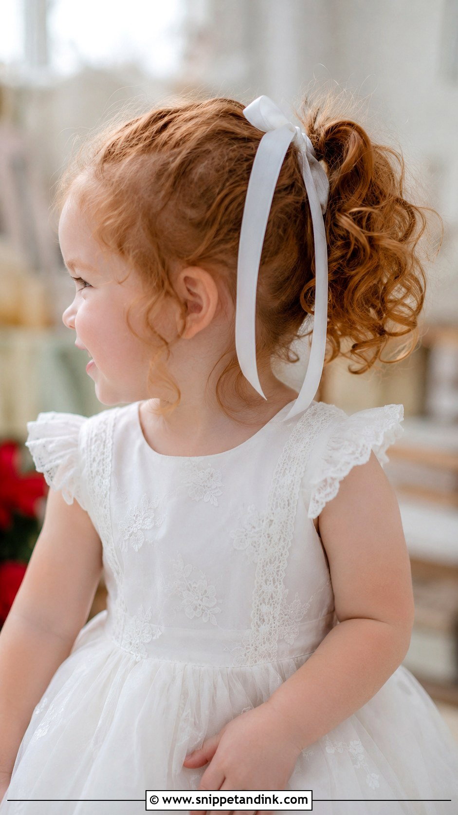 Curly Ponytail With Ribbon - Snippet and Ink - 20 Toddler Hair for Wedding Ideas