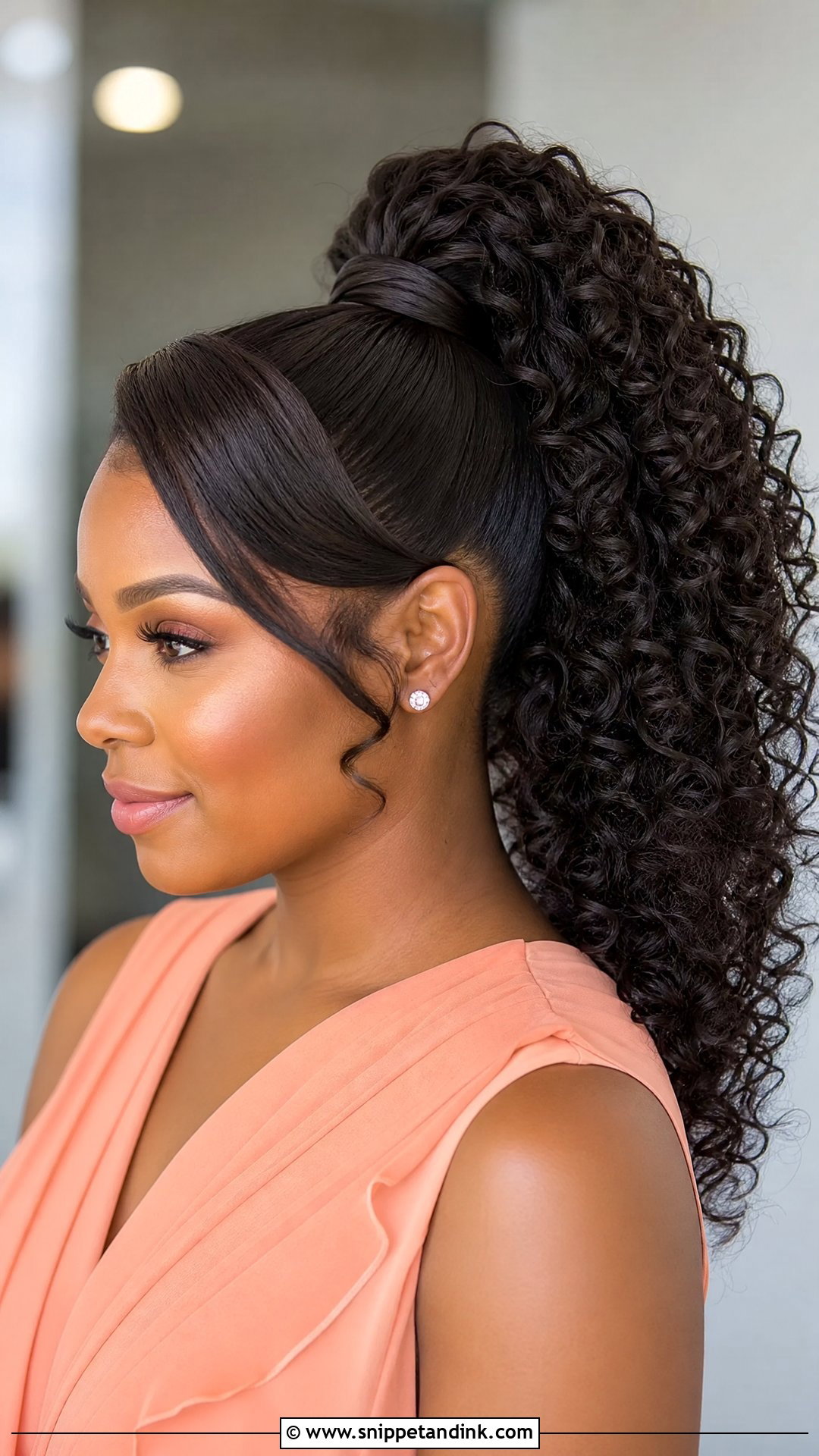 Curly Ponytail With Swoop - Snippet and Ink - 20 Natural Hairstyles for Wedding Guest