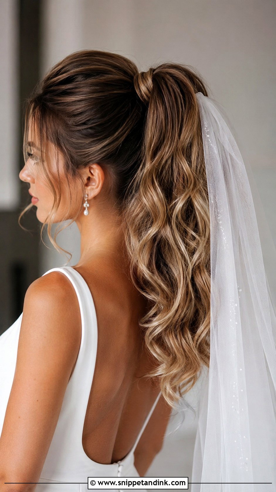 Curly Ponytail With Veil - Snippet and Ink - 20 Curly Hair with Veil Ideas
