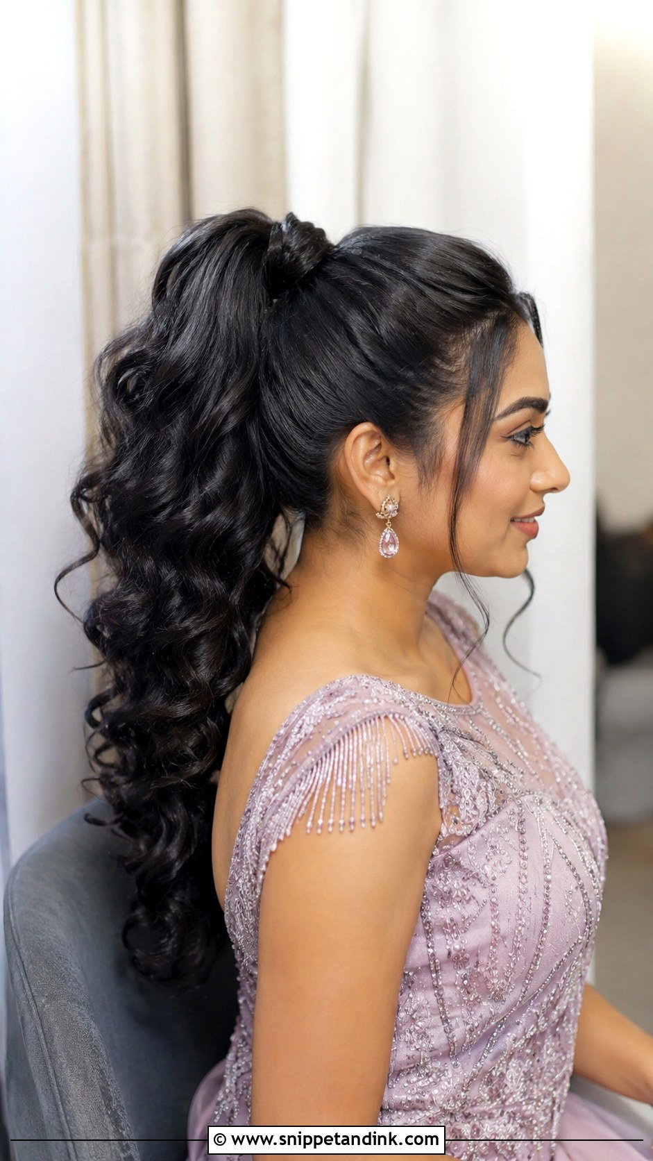 Curly Ponytail With Volume - Snippet and Ink - 20 Sangeet Hair Styles