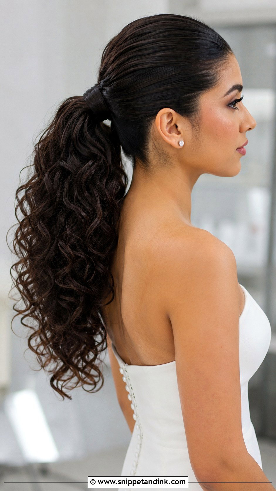 Curly Ponytail for Brides - Snippet and Ink - 30 Naturally Curly Bridal Hair Ideas
