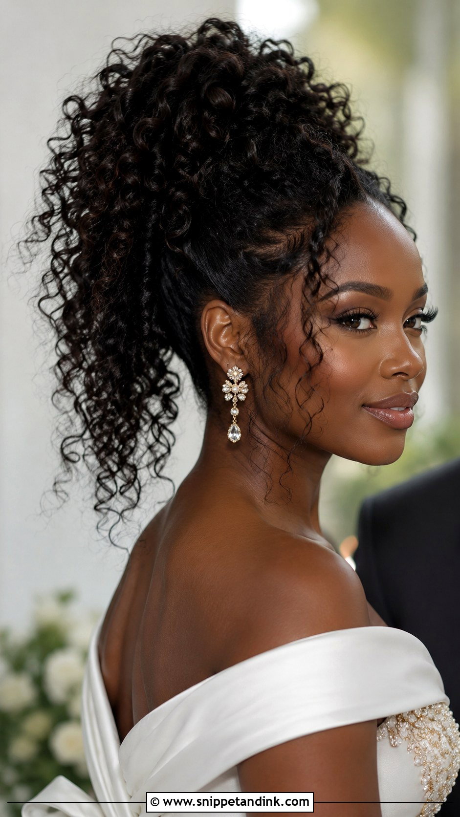 Curly Ponytail for Brides - Snippet and Ink - 30 Pony Tailed Wedding Hairstyle Ideas